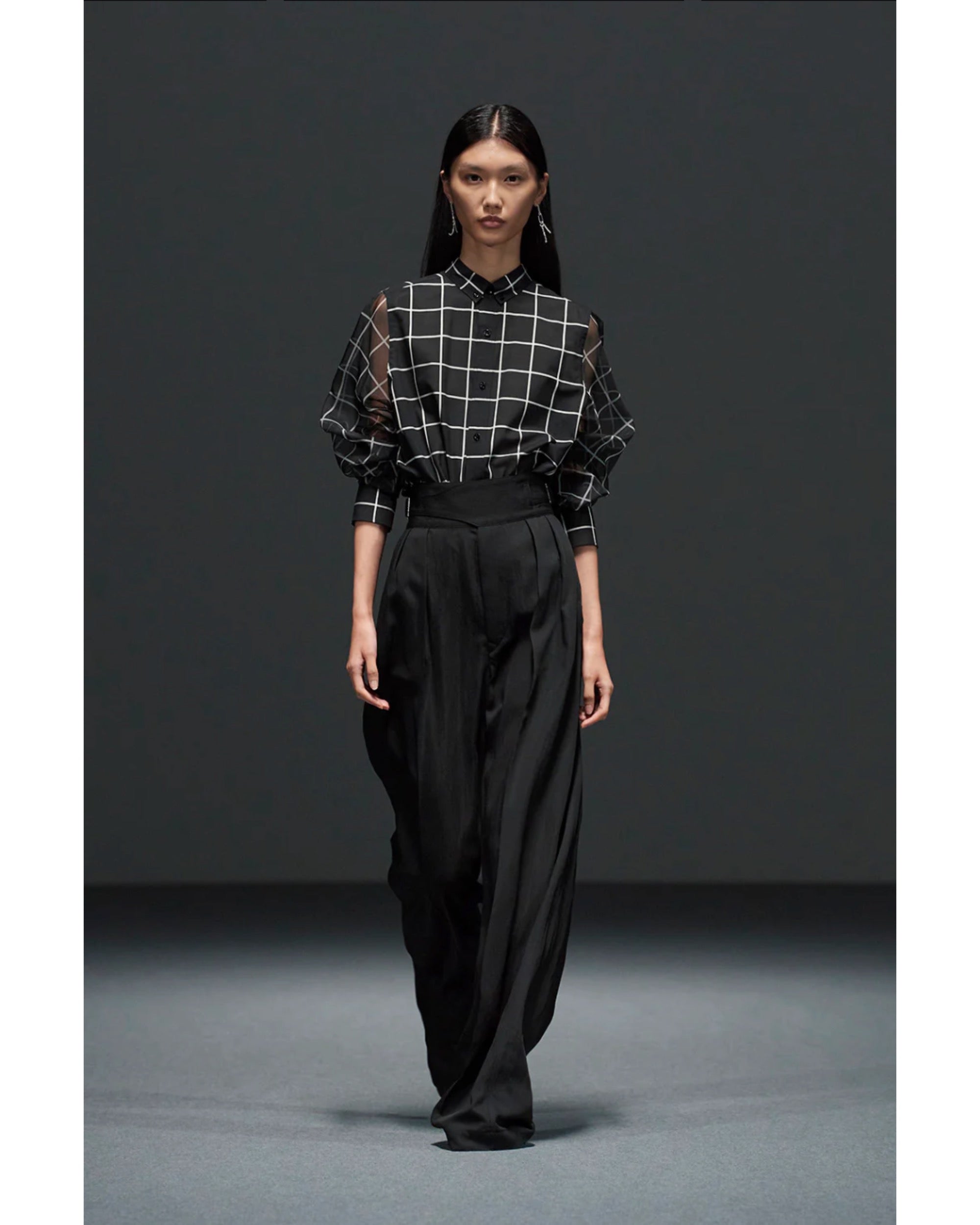 SHEER SLEEVE WINDOWPANE BLOUSE 15265 – TIME AFTER TIME