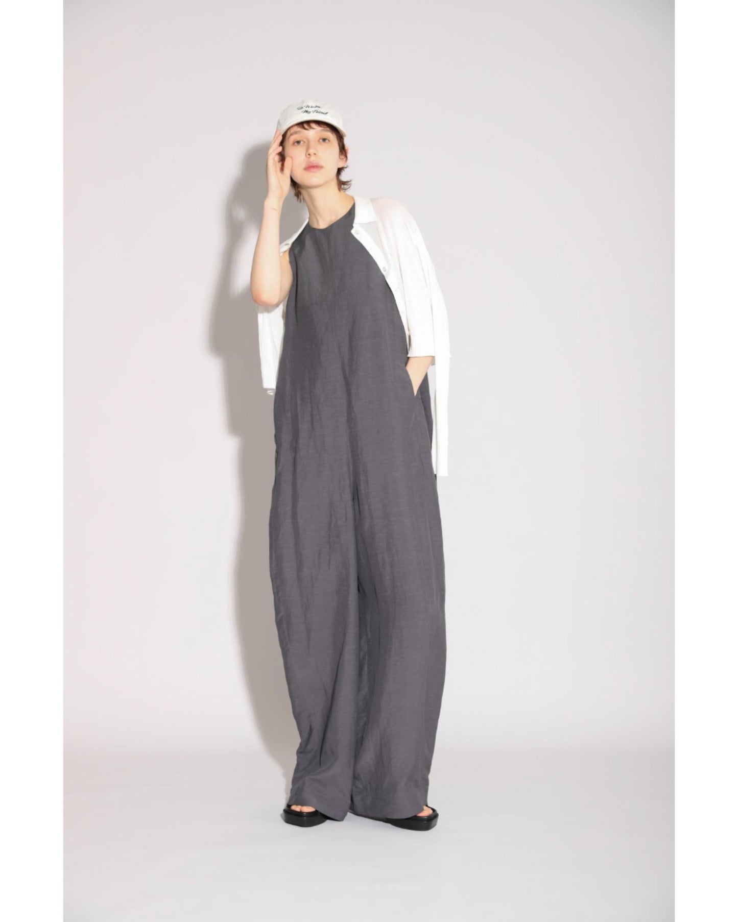 F.TWIST COTTON SILK RIB POLO CARDIGAN