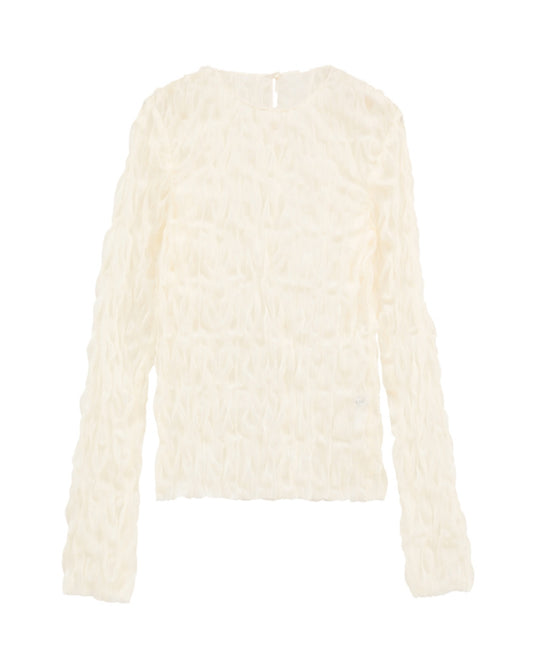 CRINKLED PLEAT SHEER TULLE TOPS