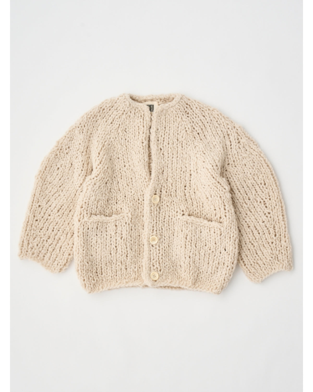 british super down slubfelt yarn hand-knit cardigan