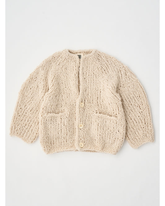 british super down slubfelt yarn hand-knit cardigan