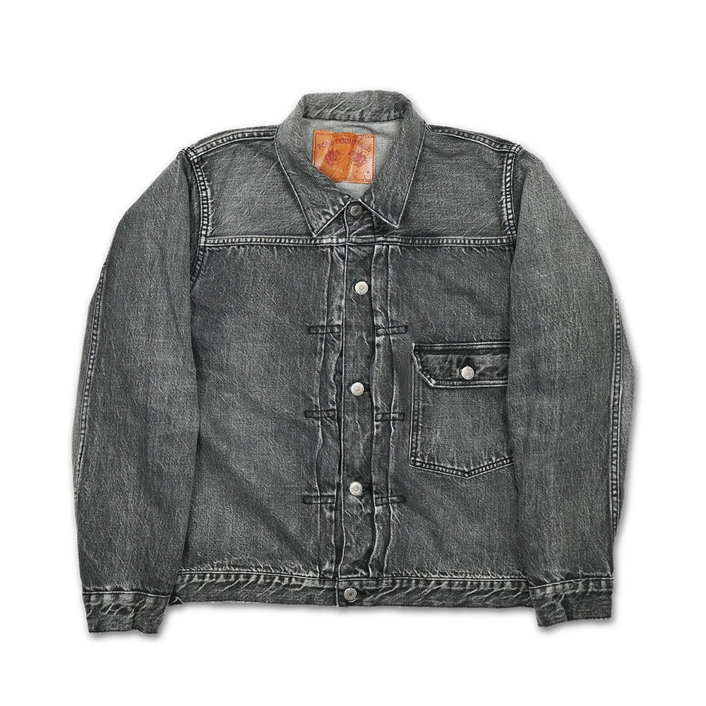 2107BKHW Type 1 Black Denim Jacket Dartford 13.7oz (Used Wash)
