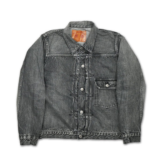 2107BKHW Type 1 Black Denim Jacket Dartford 13.7oz (Used Wash)