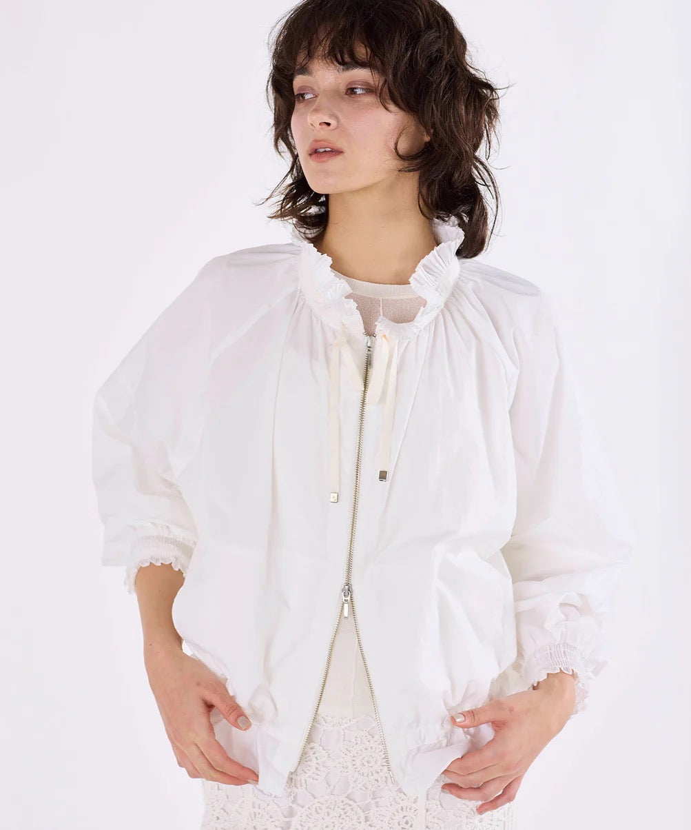 pleats sheer dolman blouson