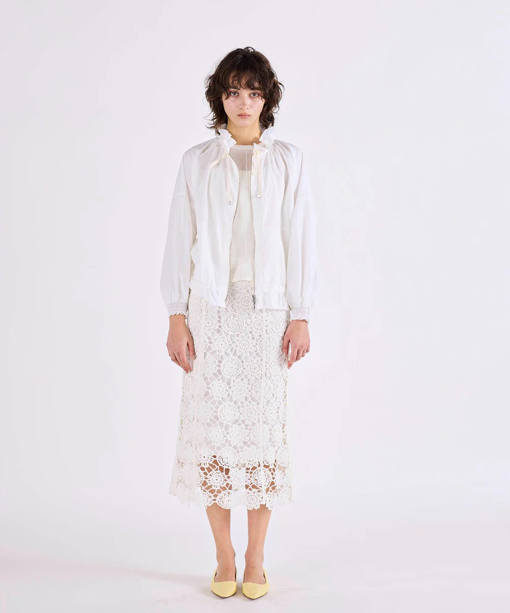 pleats sheer dolman blouson