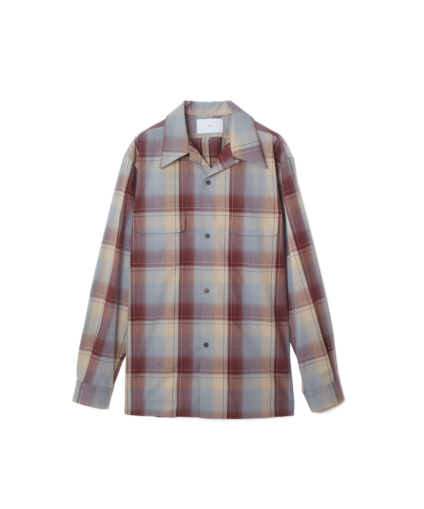 OMBRE PLAID OPEN COLLAR BLOUSE