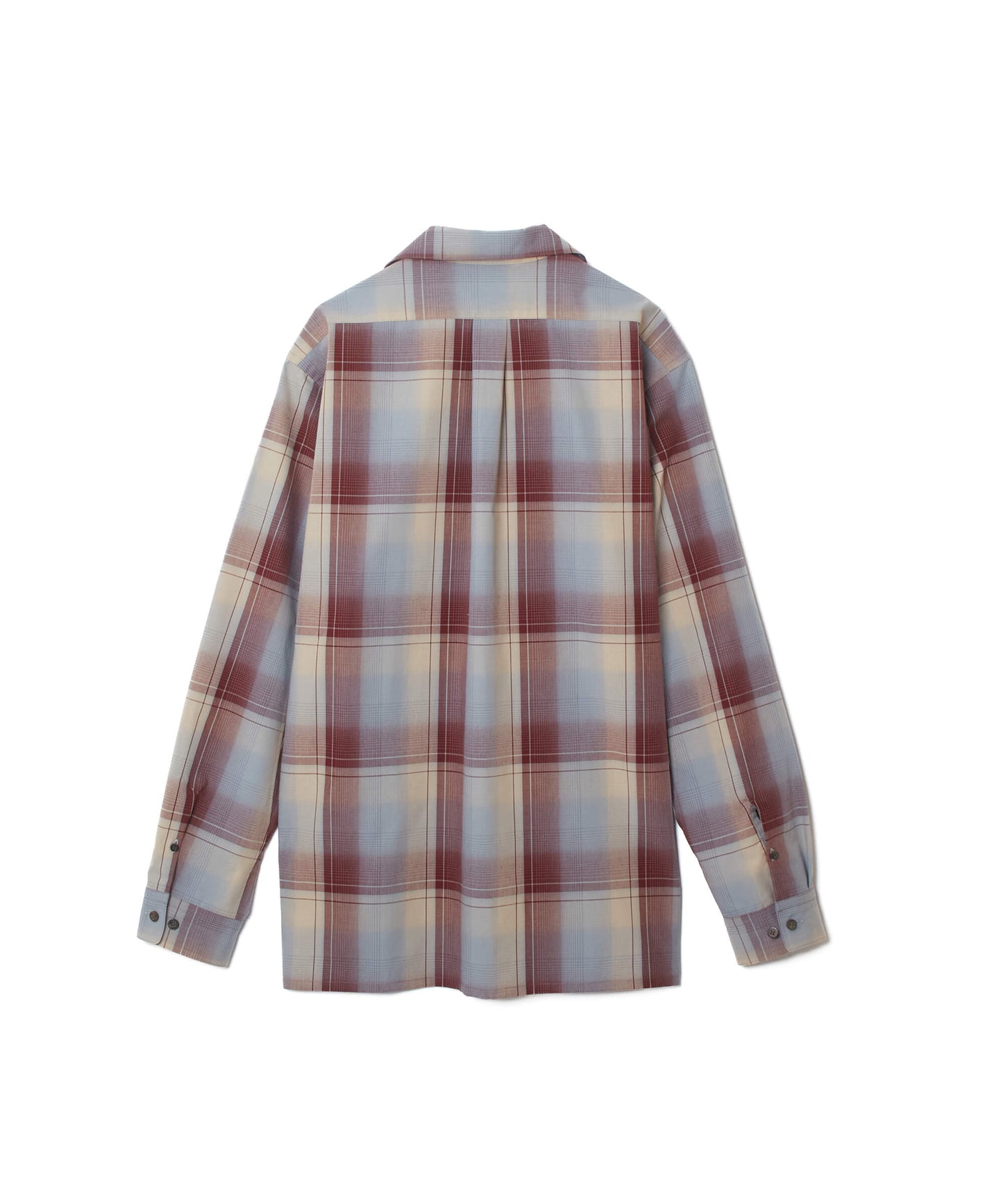 OMBRE PLAID OPEN COLLAR BLOUSE