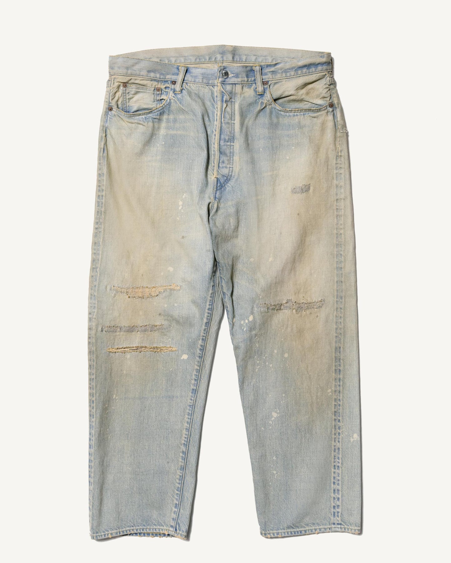 Washed Denim Wide Pants