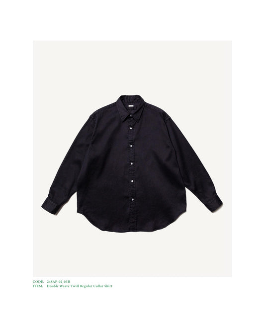 Double Weave Twill Regular Collar Shirt BLACK