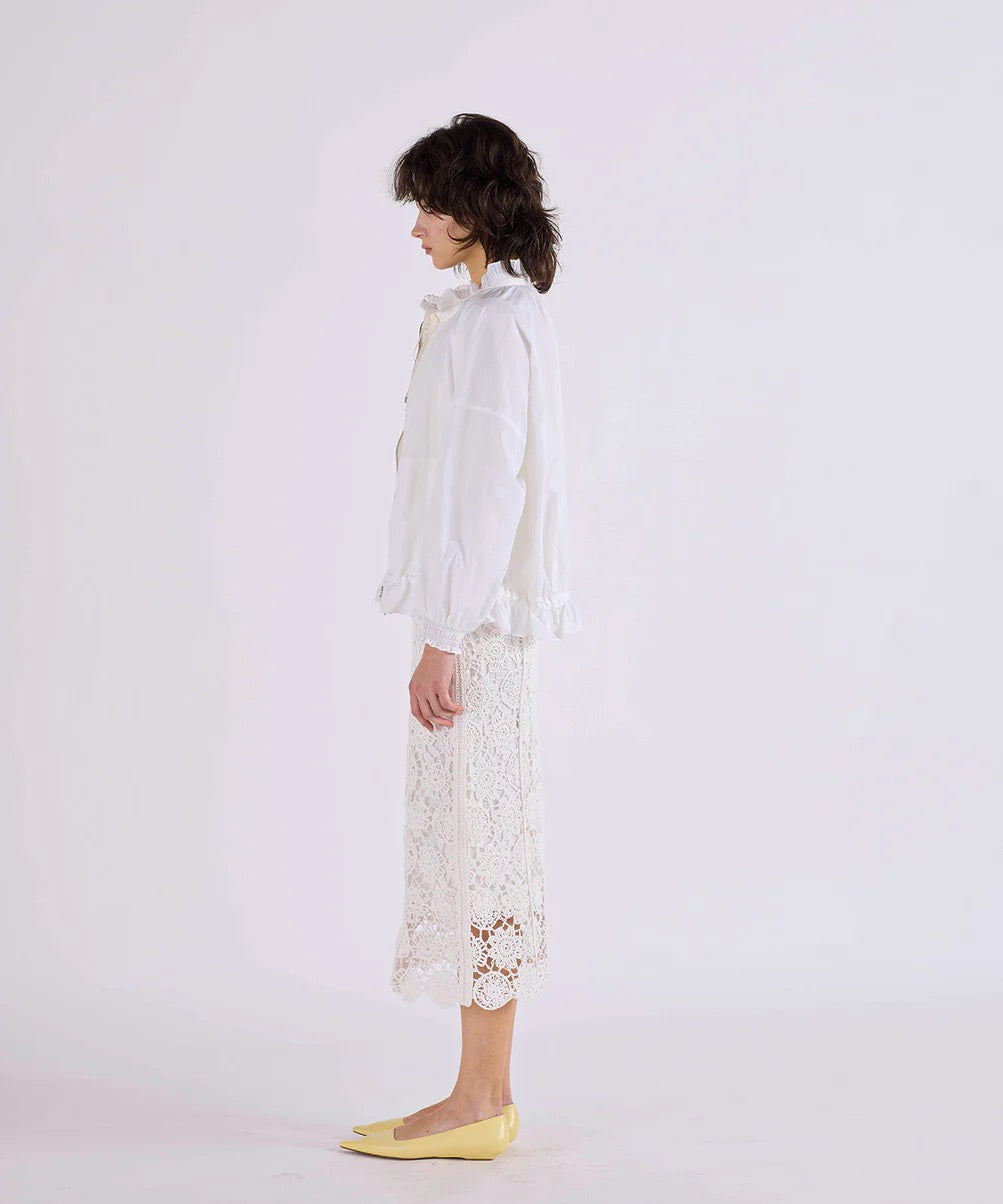 pleats sheer dolman blouson