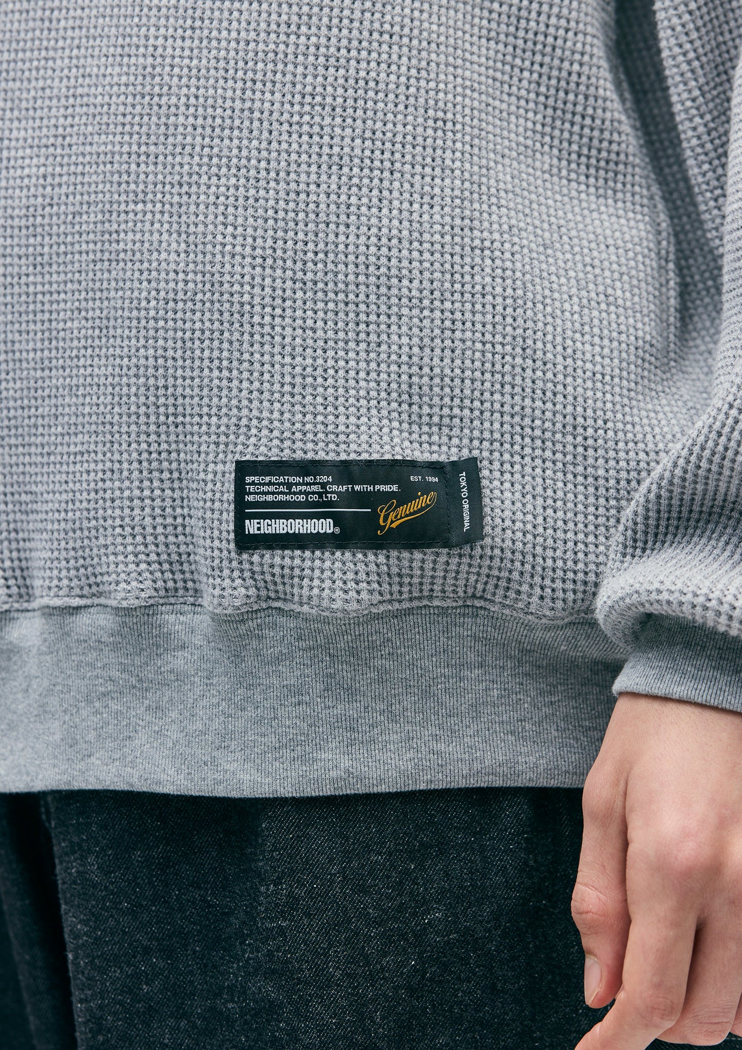 WAFFLE FABRIC CREWNECK LS-1