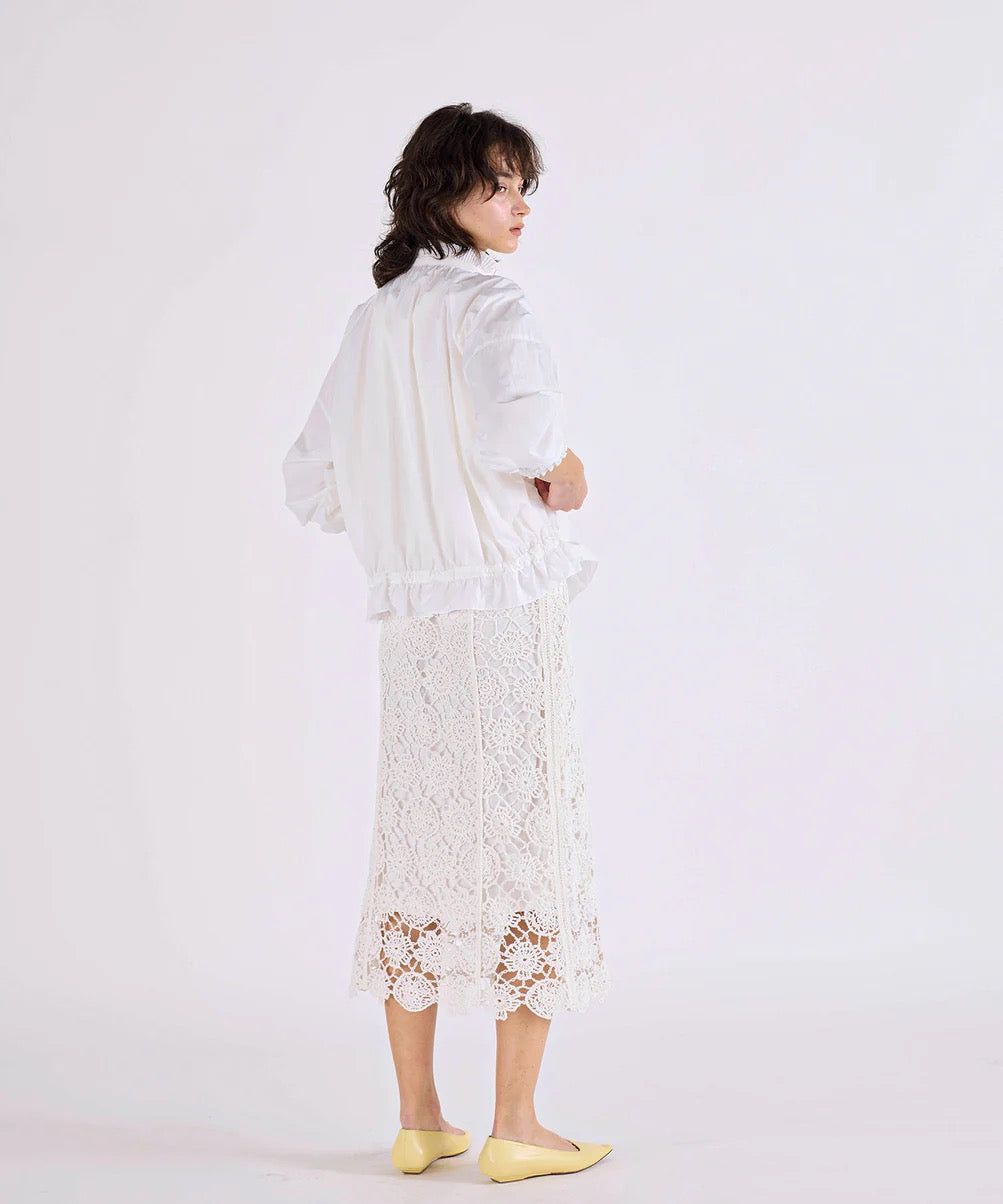 pleats sheer dolman blouson
