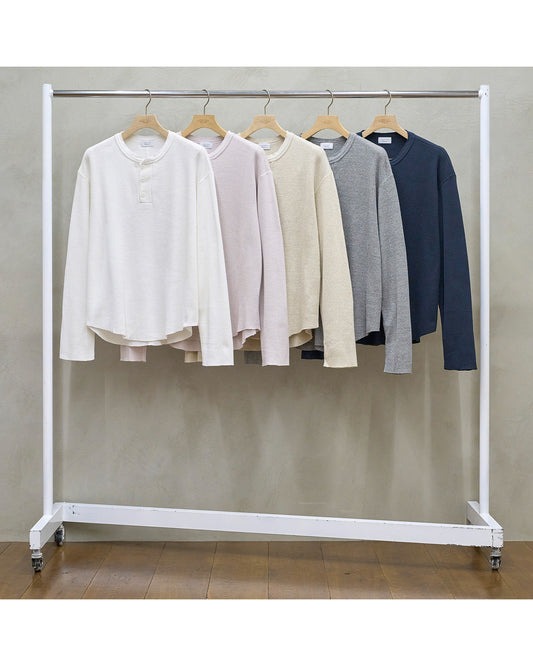 US2536 Long-sleeve henry neck waffle T-shirt