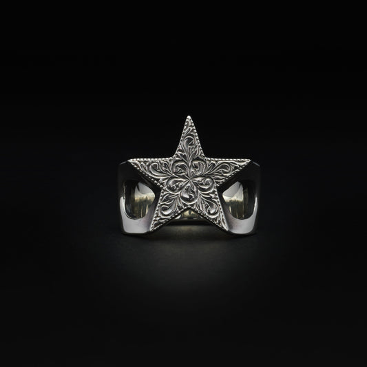 Engraved Star Ring