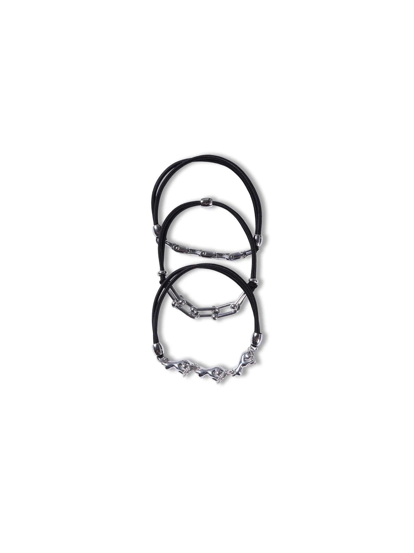 Cat & Metal Parts Hair Ties - 3 Piece Set