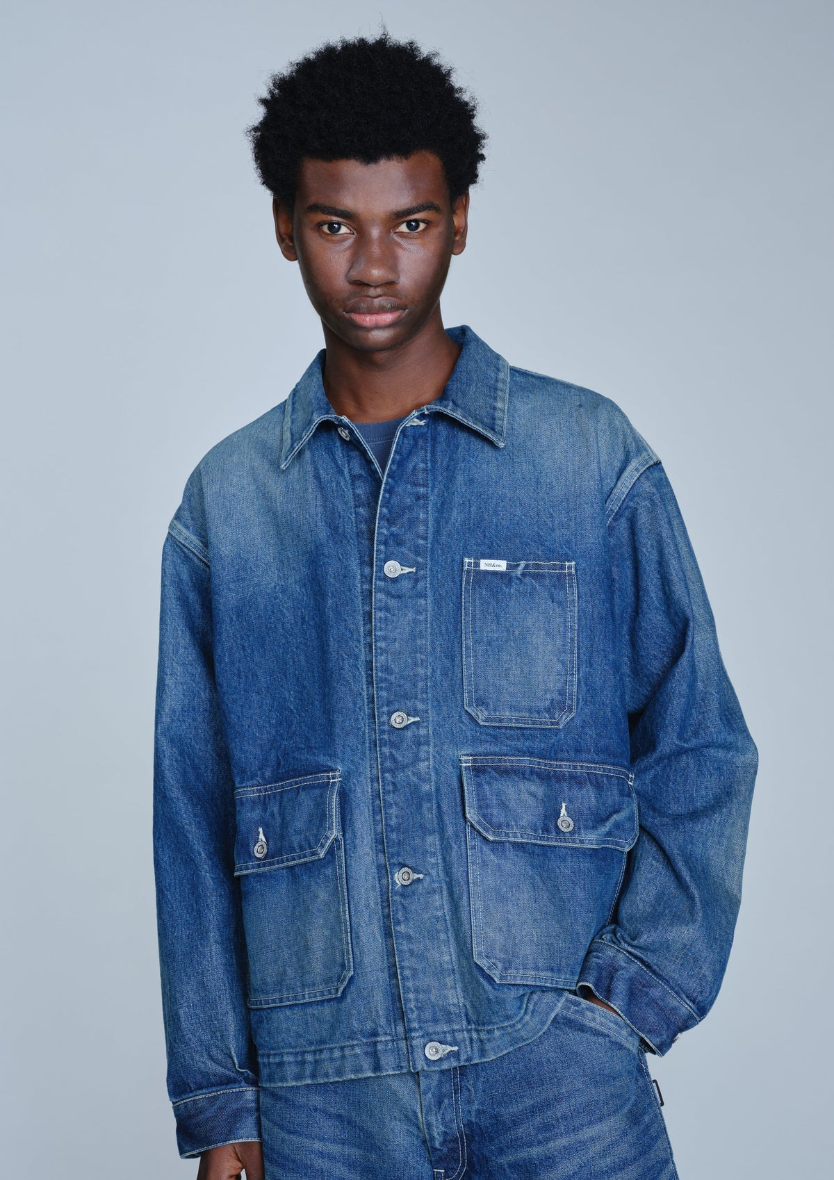 WASHED DENIM ENGINEER JACKET