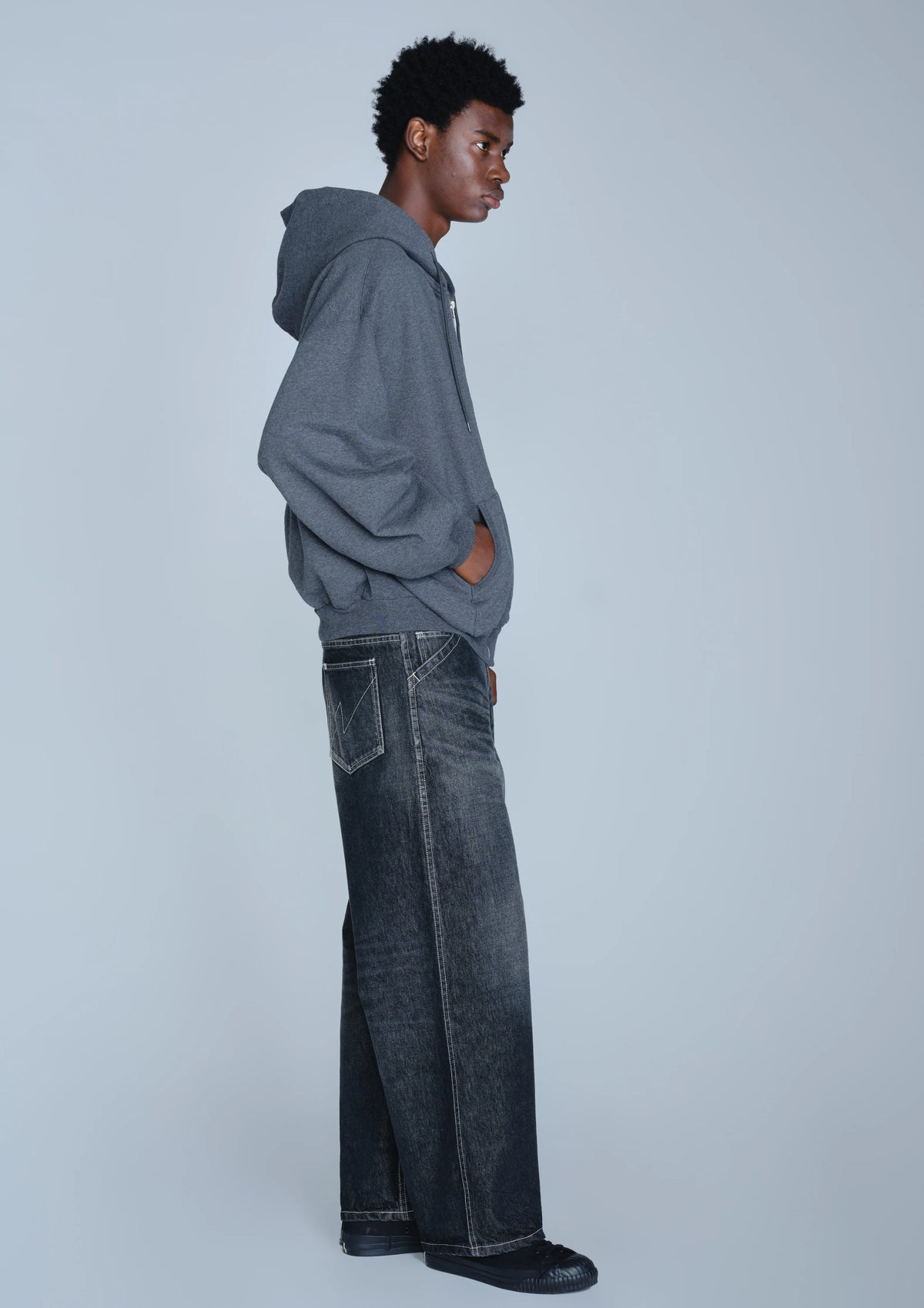 WASHED DENIM UTILITY PANTS