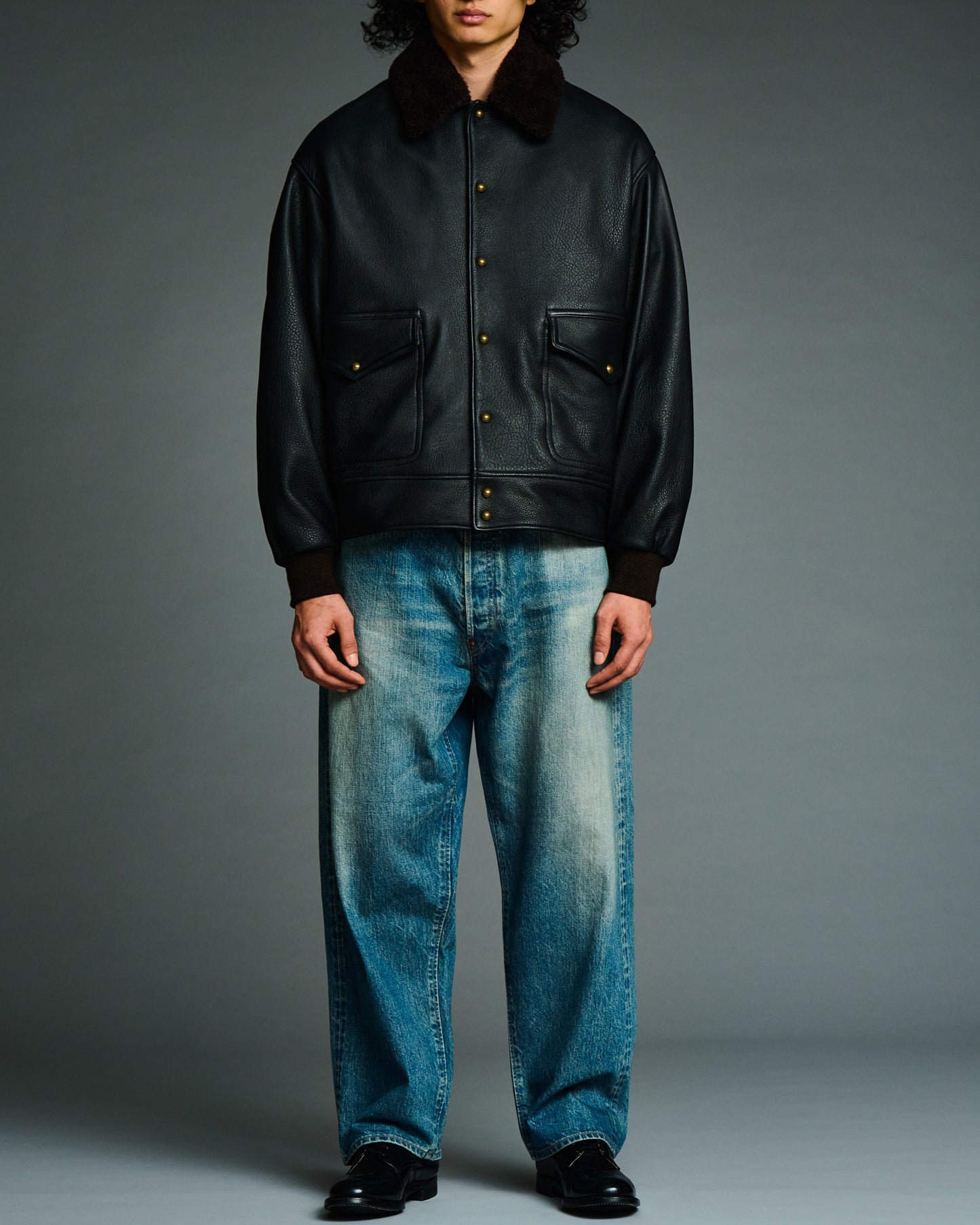 Leather A-2 Flight Jacket BLACK