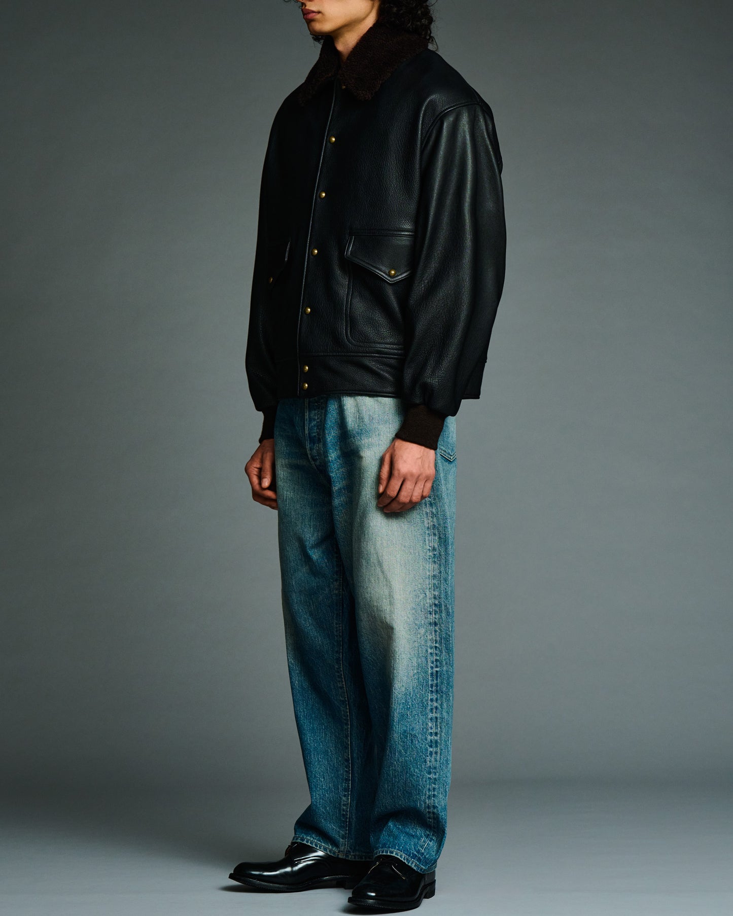 Leather A-2 Flight Jacket BLACK