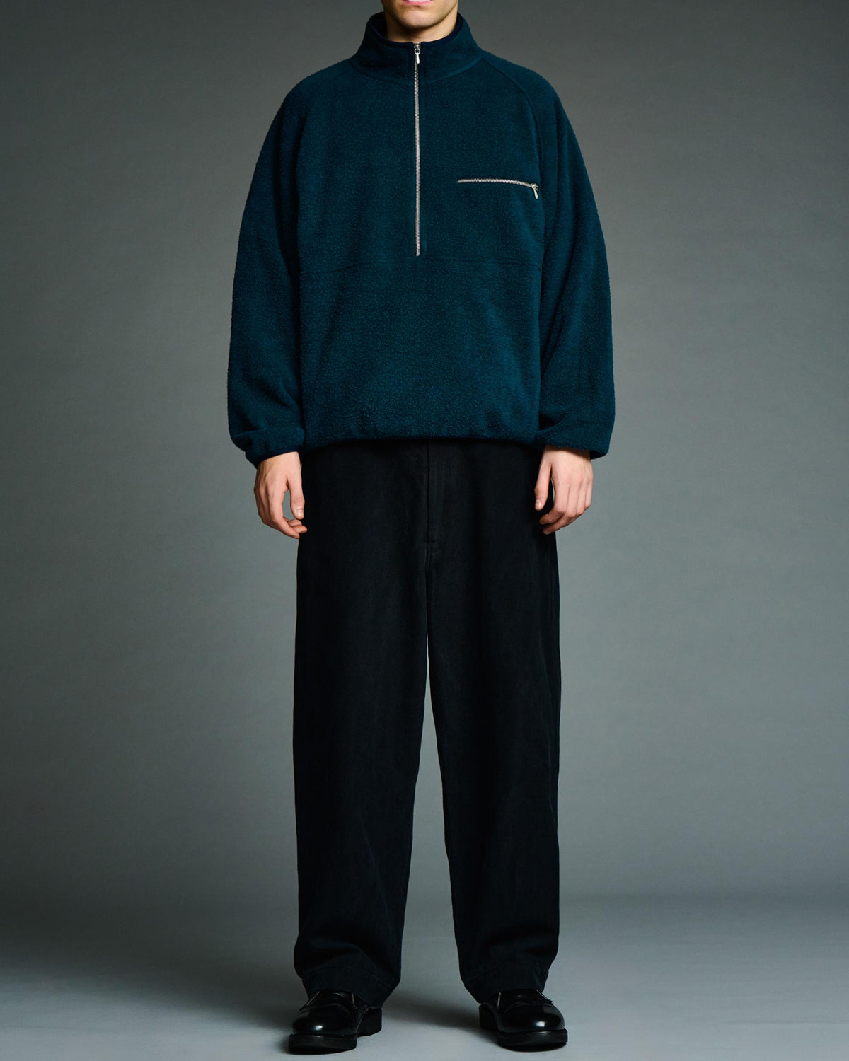 Vintage Silk Fleece Half ZIP Jacket  BLUE