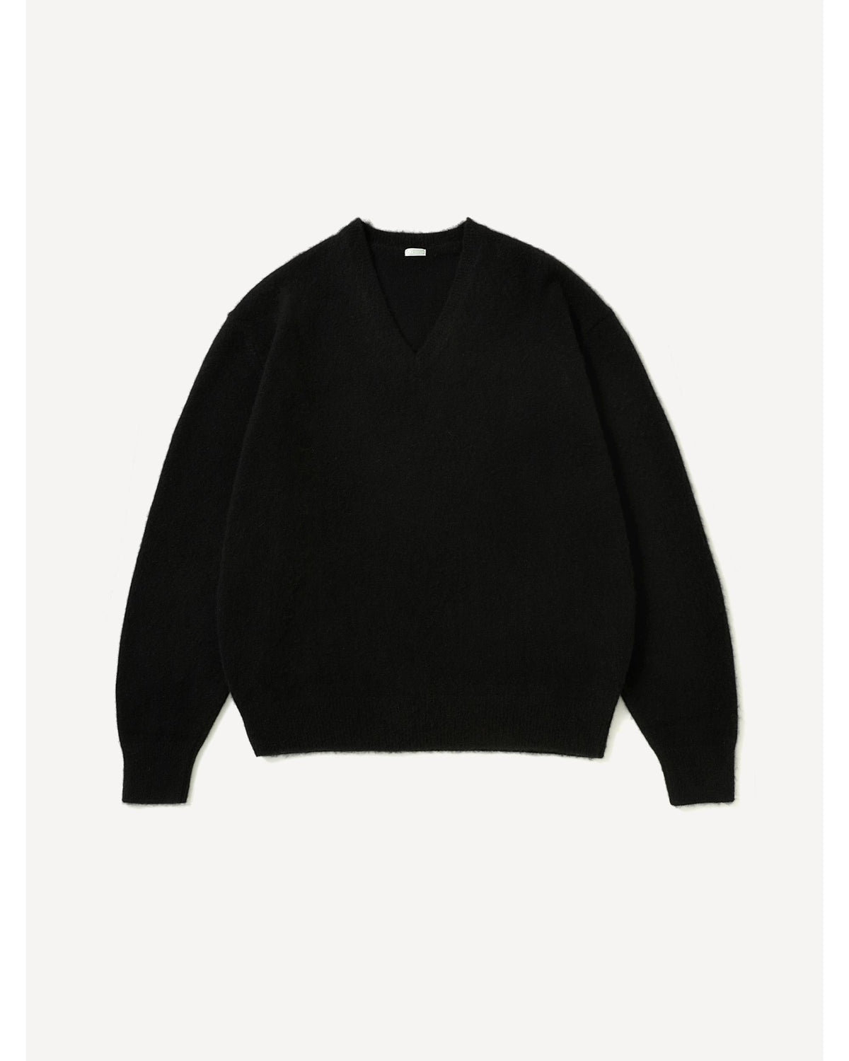 Brushed Cashmere Middle Gauge V Neck Sweater  BLACK