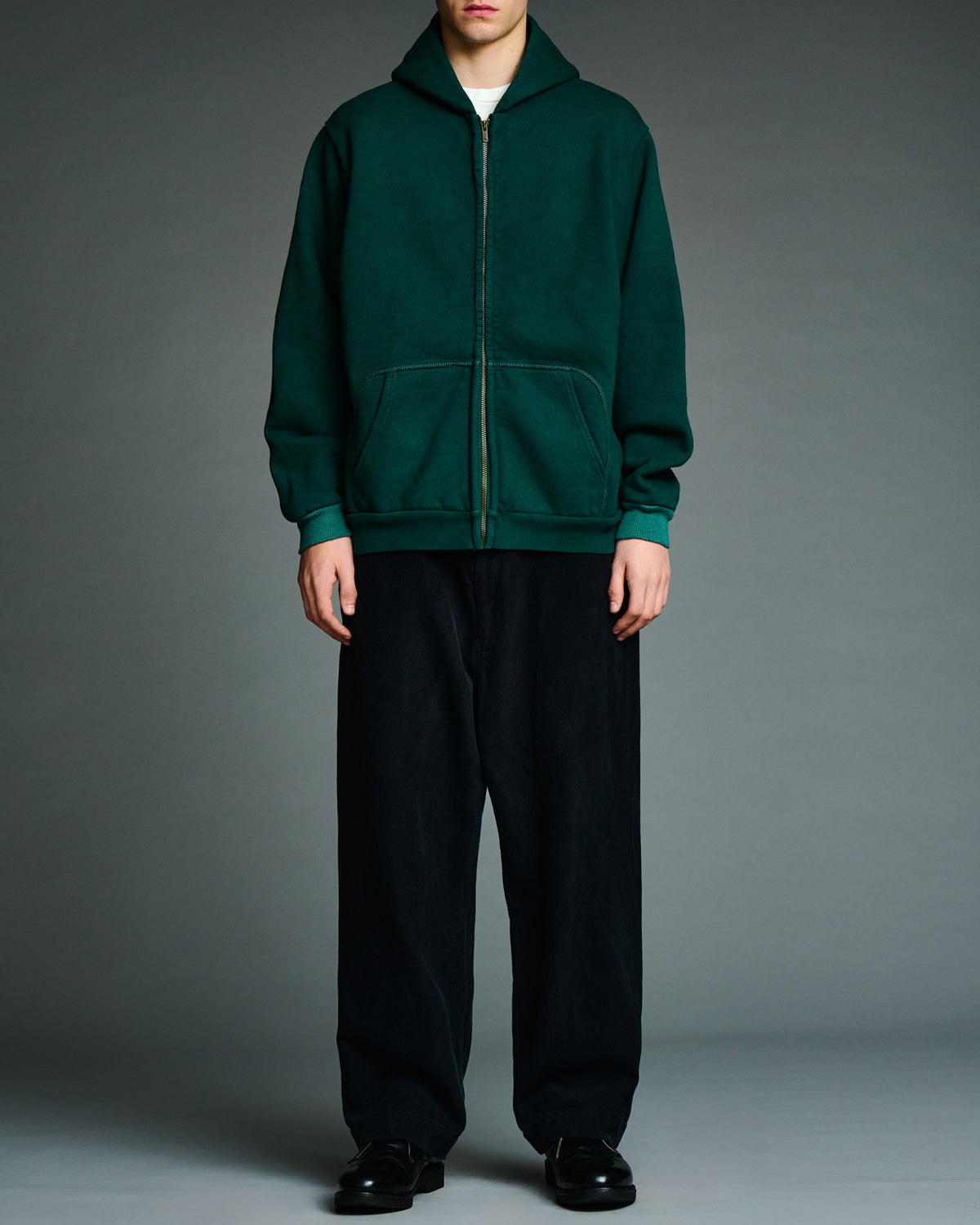 Vintage Zip Sweat Hoodie GREEN