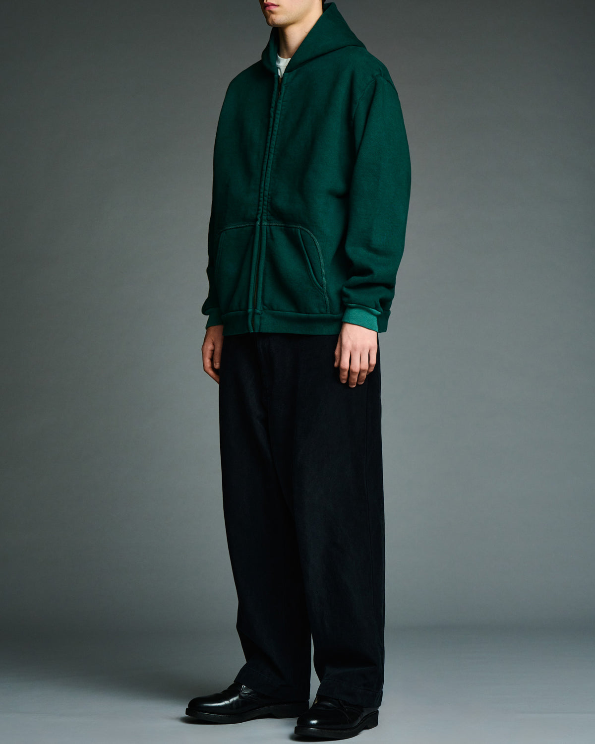 Vintage Zip Sweat Hoodie GREEN