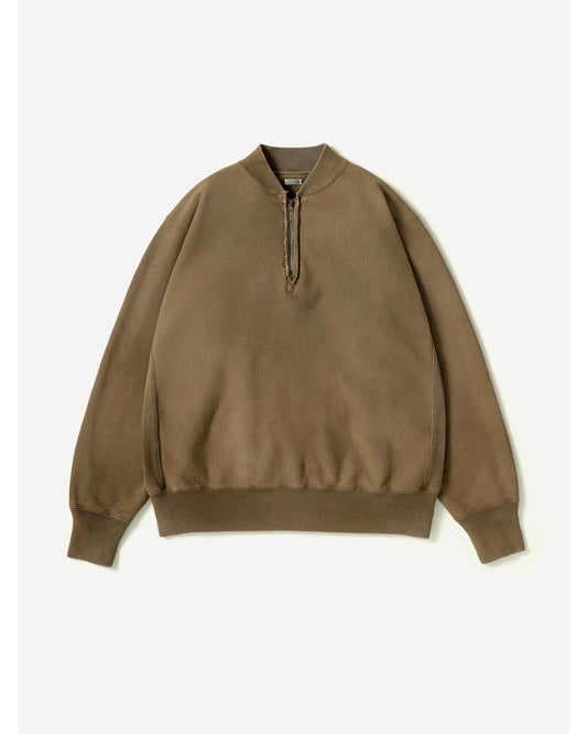 Vintage Half Zip Rib Collar Sweatshirt MOCHA