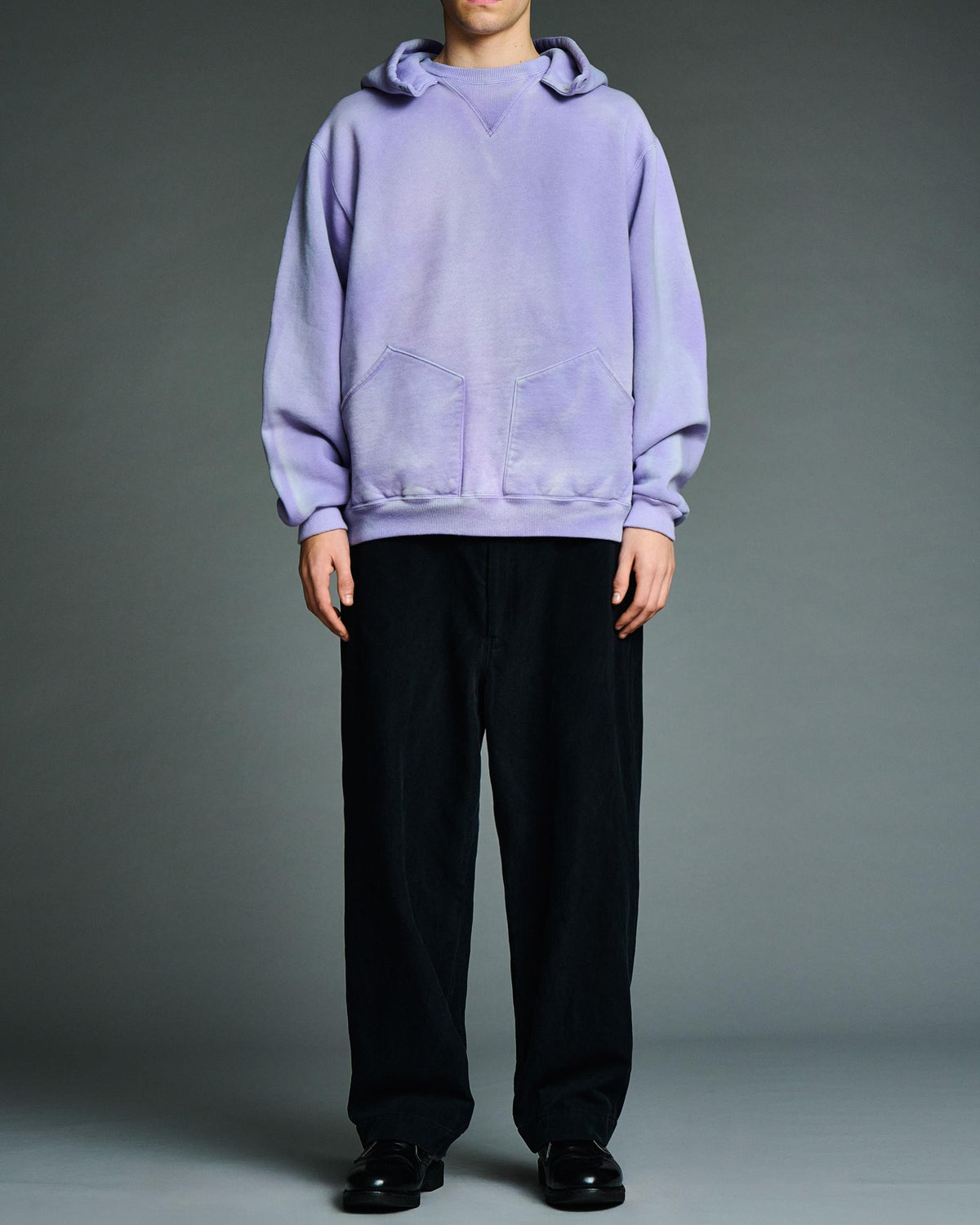 Vintage Attached Snap Hood Sweat Parka  LAVENDER
