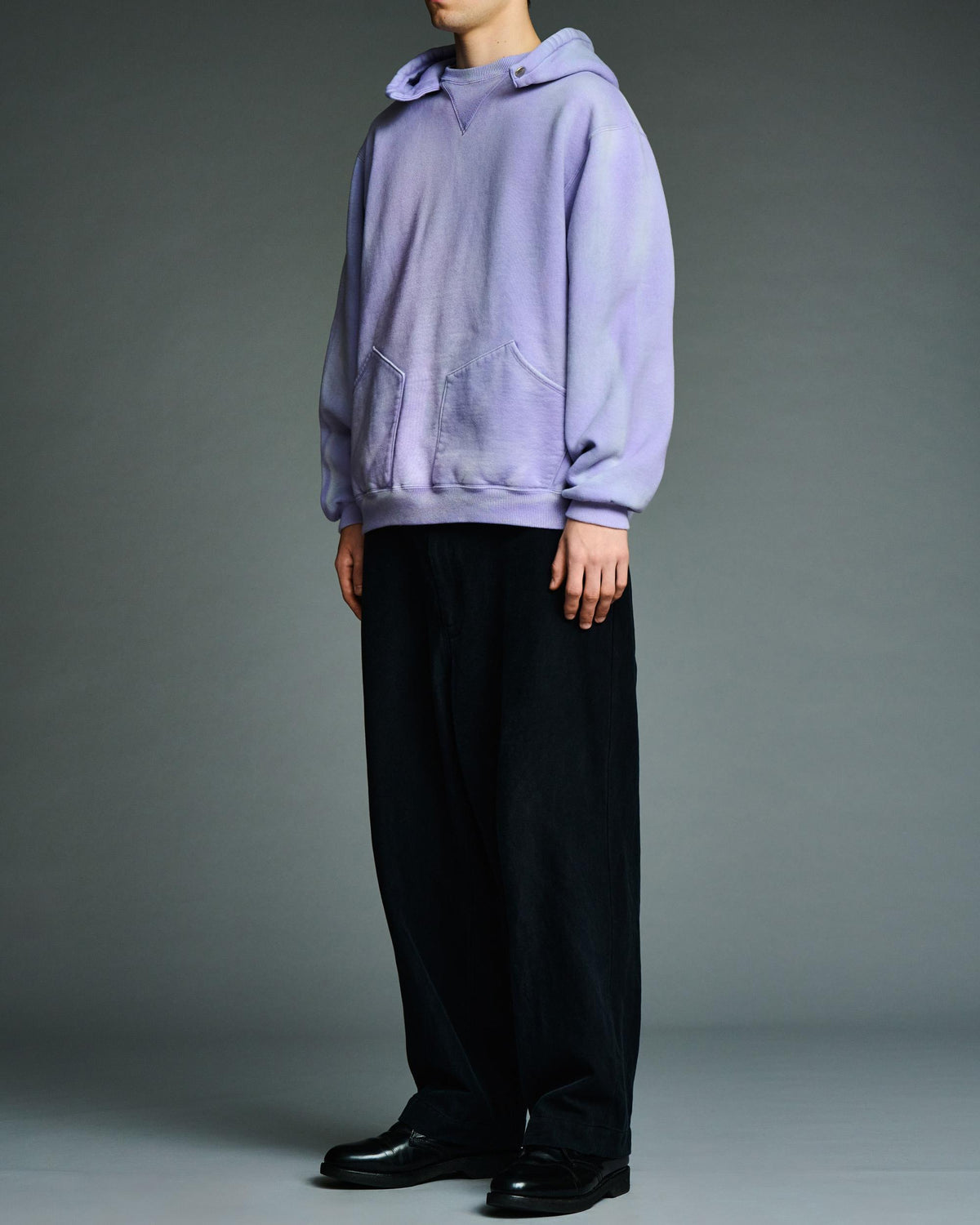 Vintage Attached Snap Hood Sweat Parka  LAVENDER