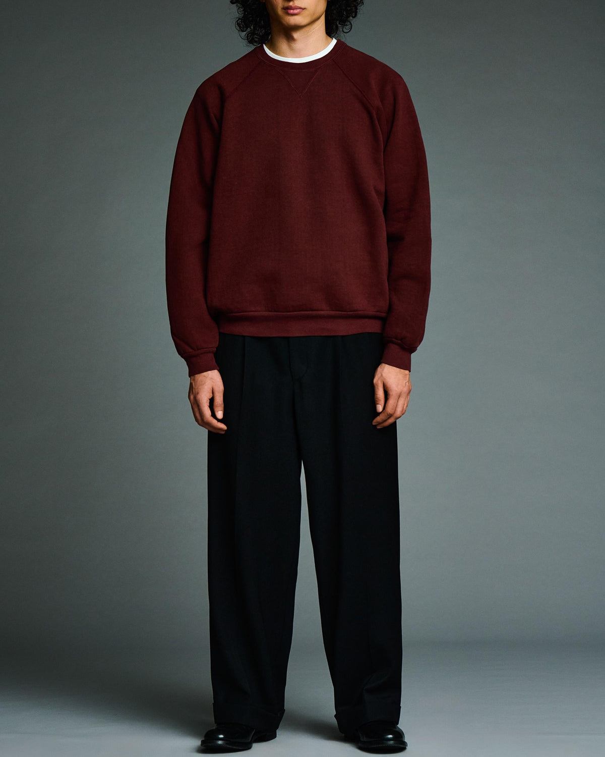 Vintage Double V Sweatshirt  BURGUNDY