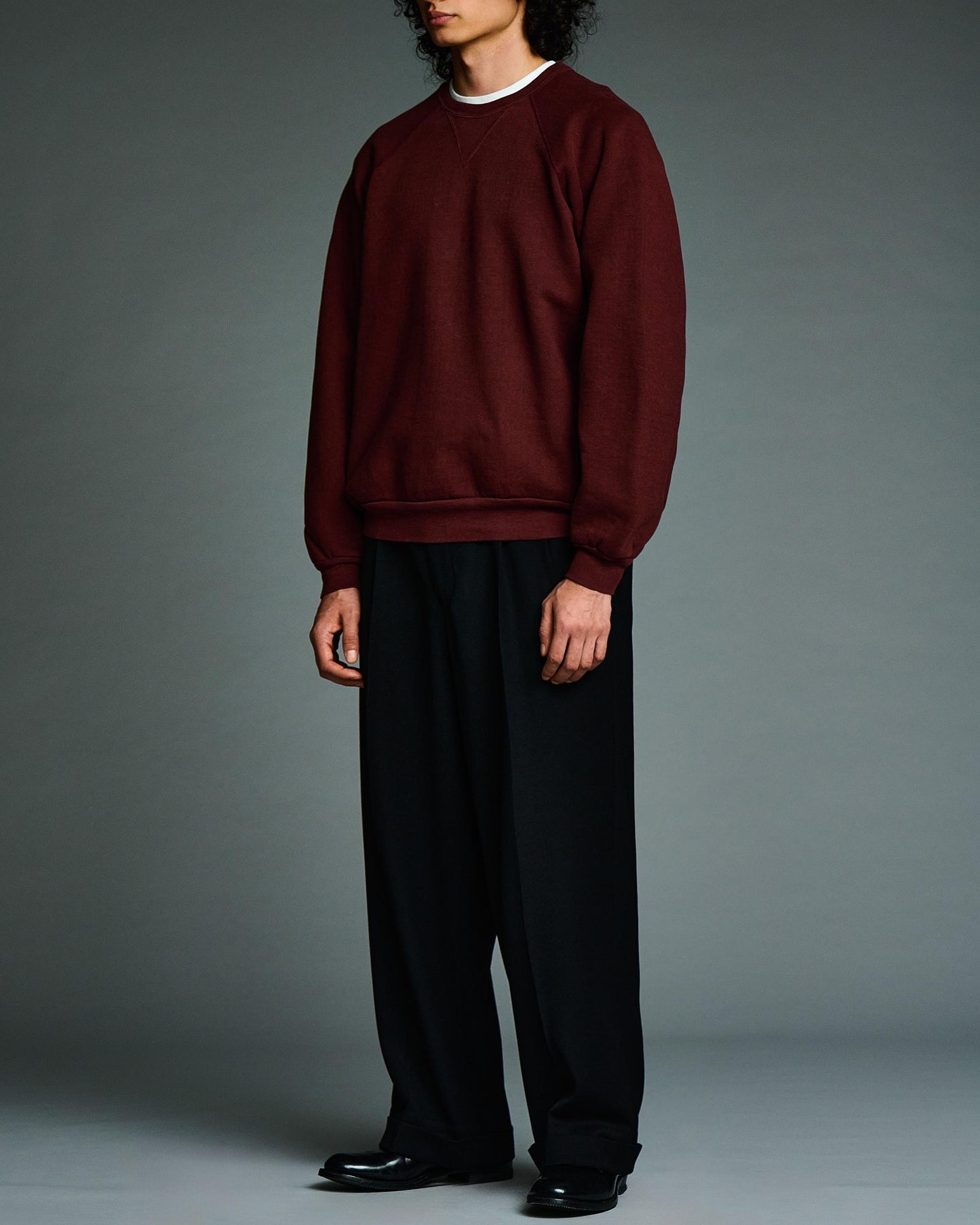 Vintage Double V Sweatshirt  BURGUNDY