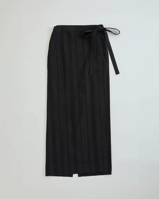LINEN STRIPED WRAP SKIRT