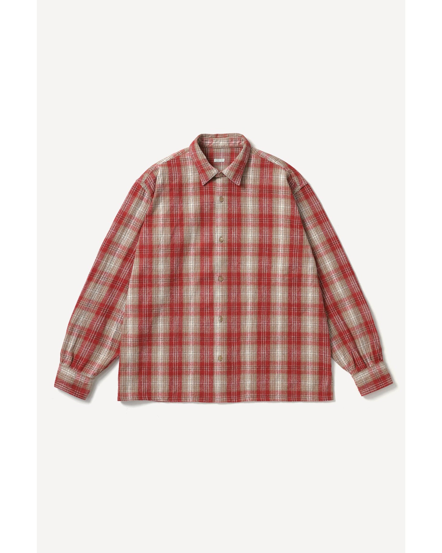 Vintage Cotton Silk Nep Twill Check Shirts  RED