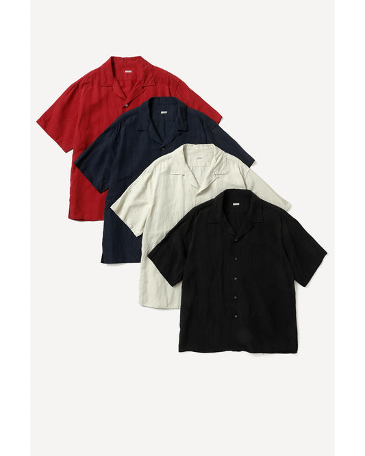 Vintage Silk Linen S/S Open Collar Shirt