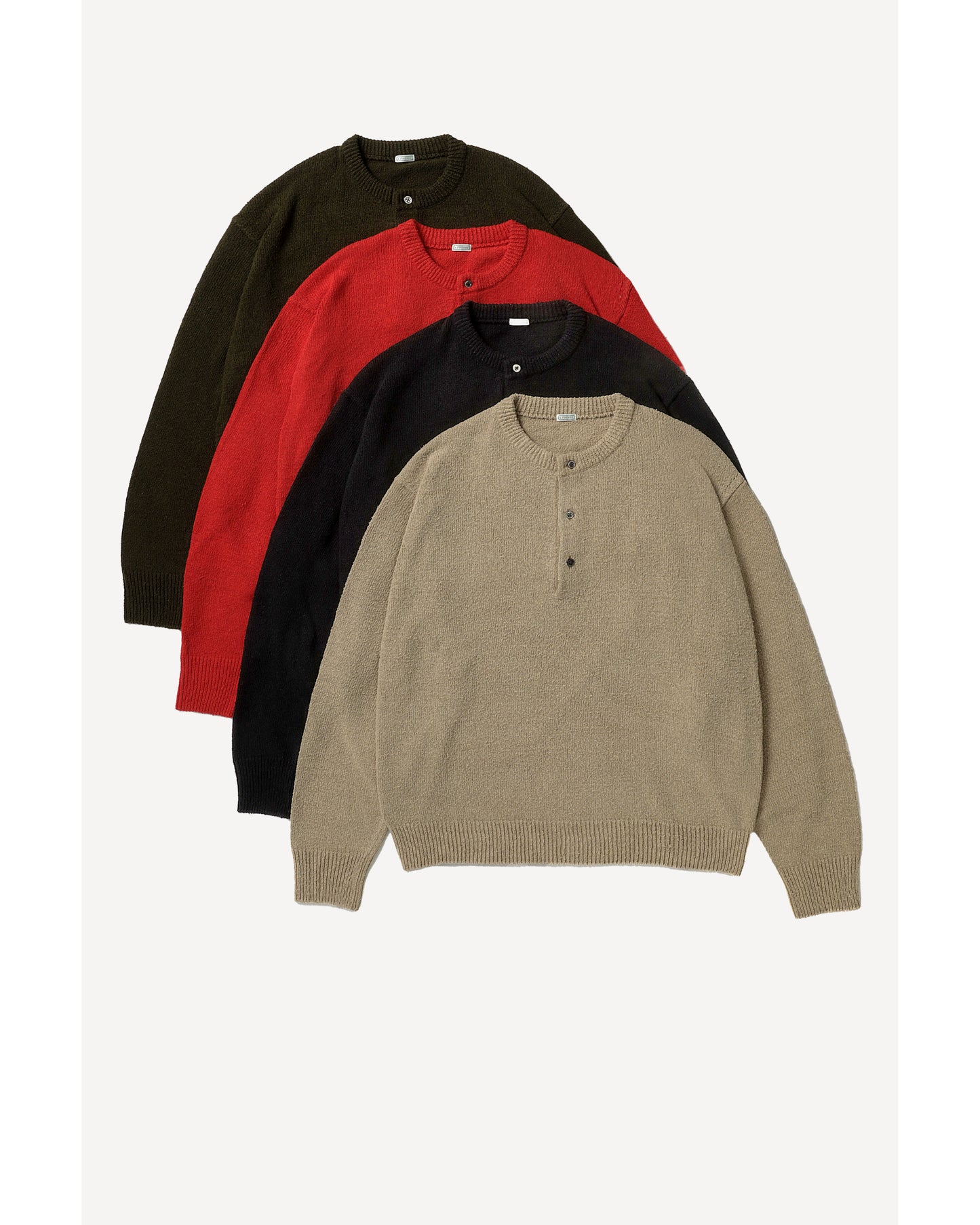 Washed Silk Nep Henry Neck Sweater