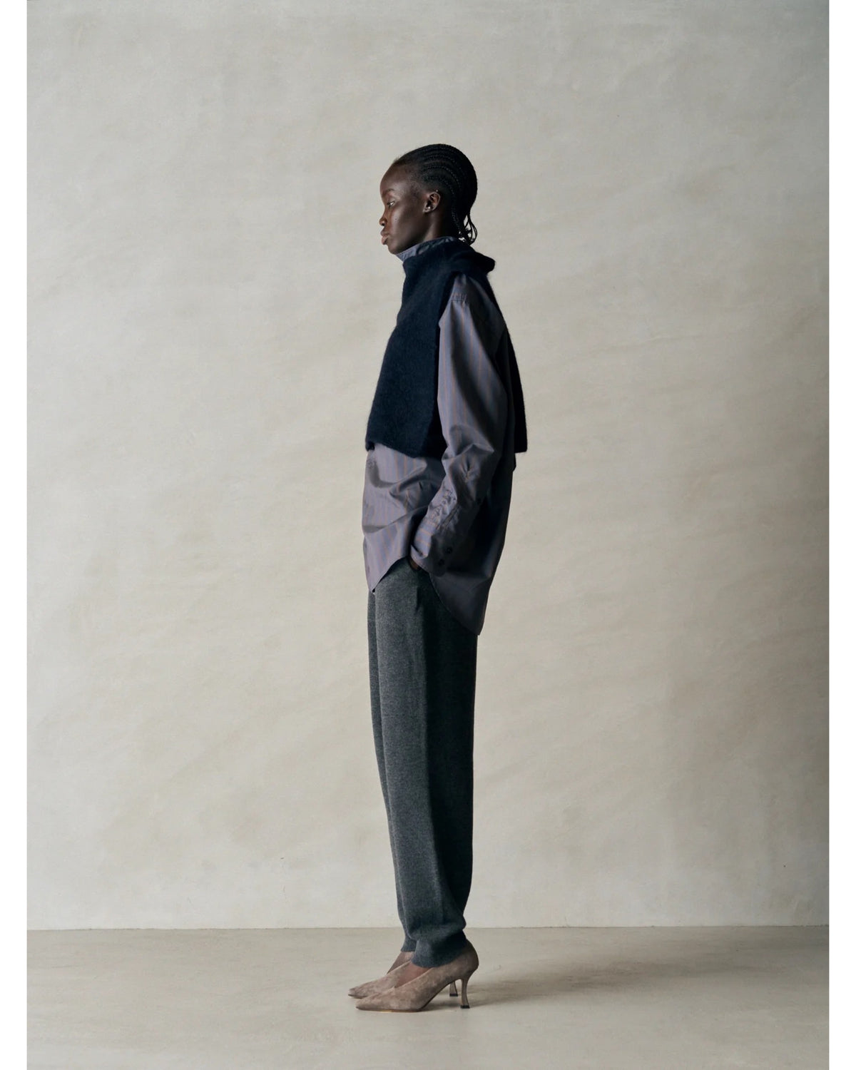 ex super fine woolen wool high-gauge knit pants