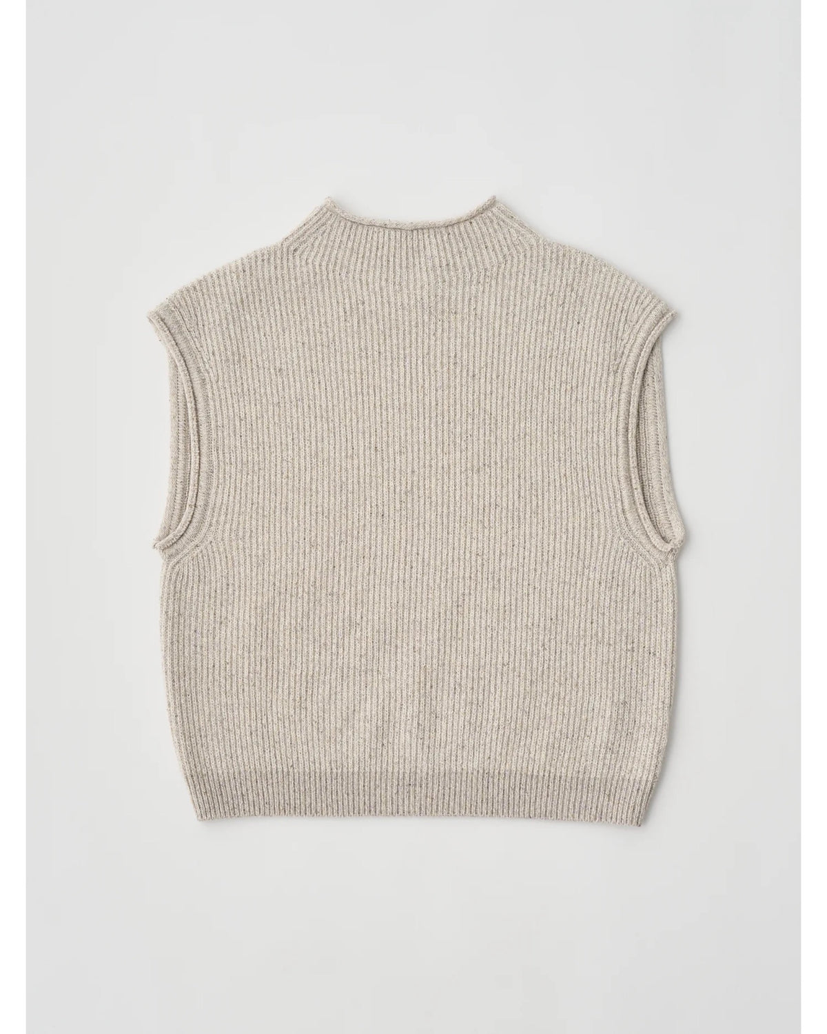 woolen cotton & silk nep wool tweed-knit vest