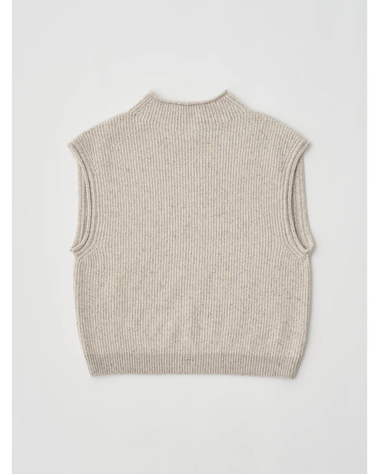 woolen cotton & silk nep wool tweed-knit vest