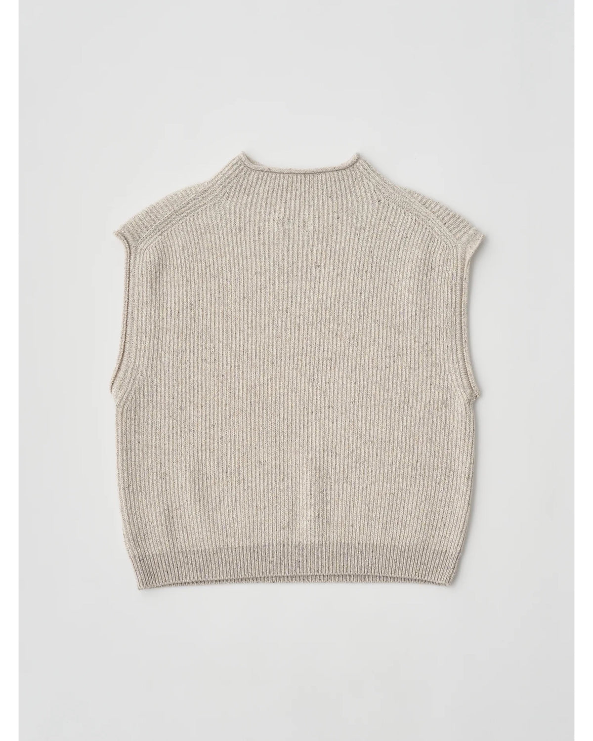 woolen cotton & silk nep wool tweed-knit vest