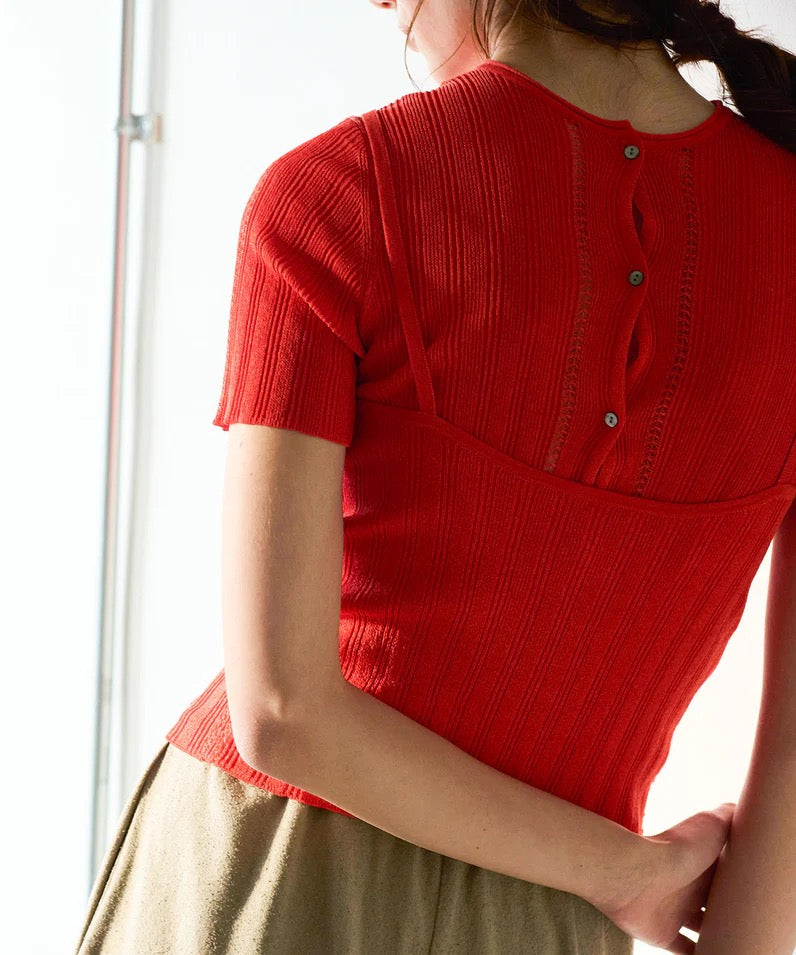 paper rib knit 2way top