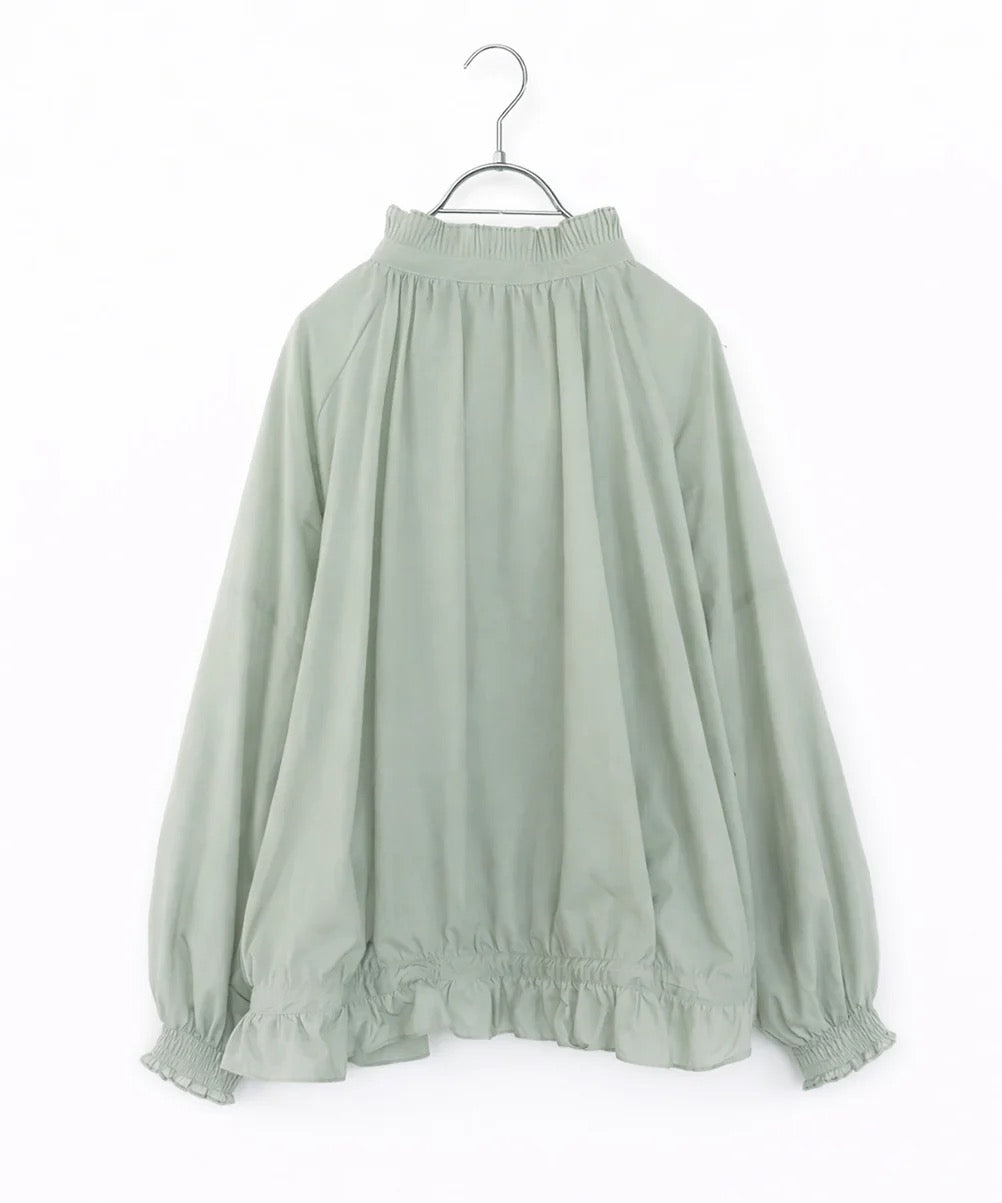 pleats sheer dolman blouson