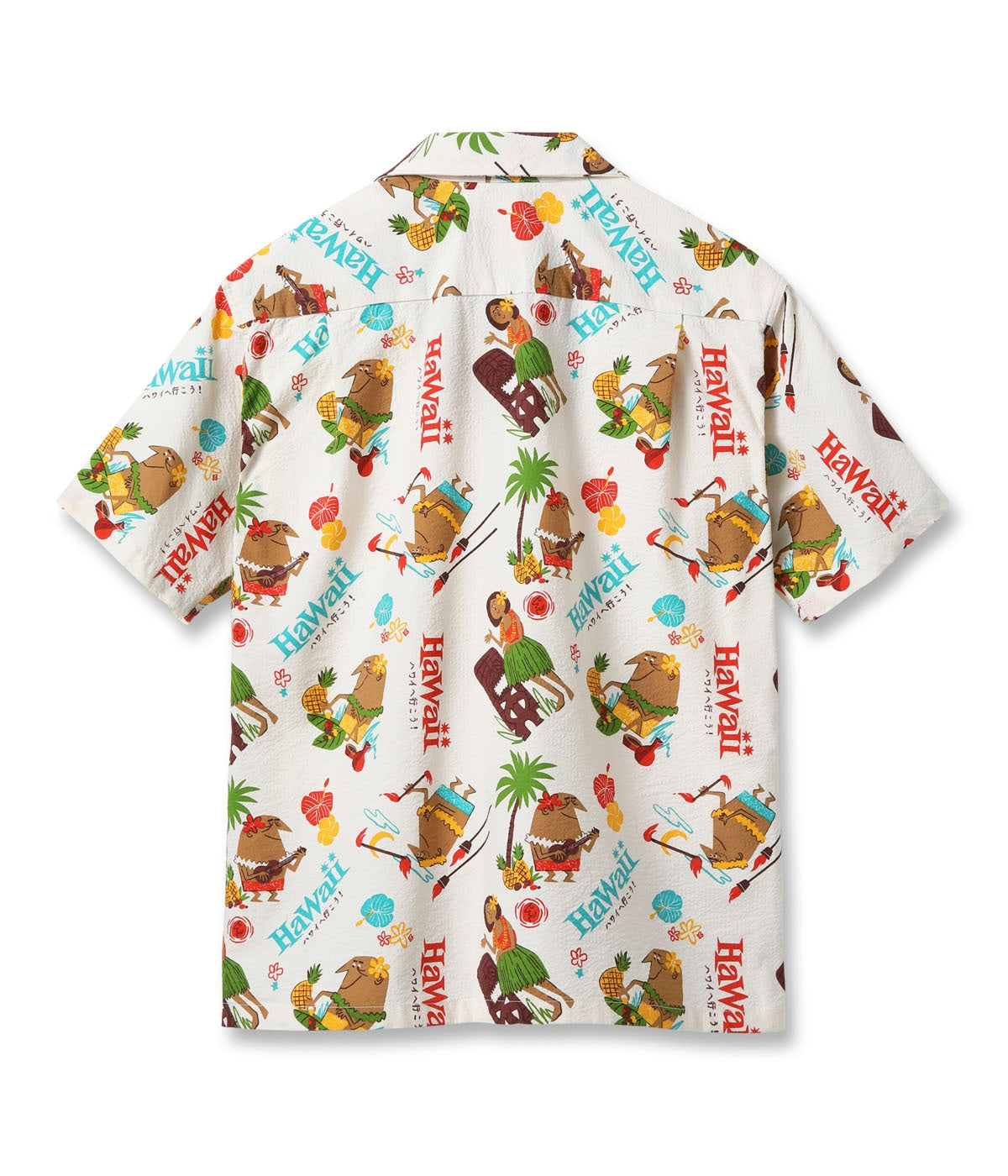 COTTON SEERSUCKER OPEN SHIRT “TRIP TO HAWAII” by 柳原良平 with MOOKIE SS39537