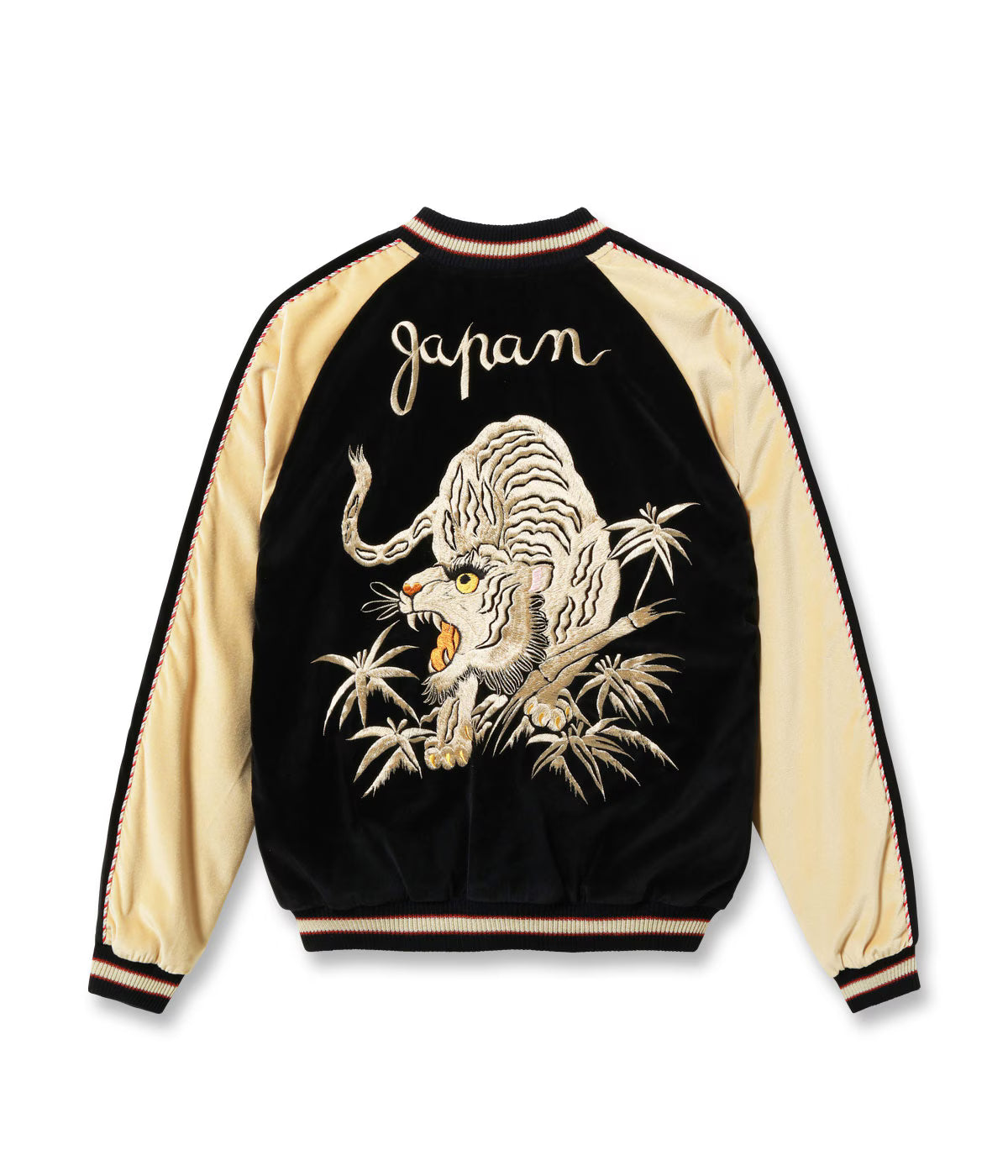 Mid 1950s Style Velveteen (Two-tone) × Acetate Souvenir Jacket “WHITE TIGER” × “GOLD DRAGON” TT15975-119