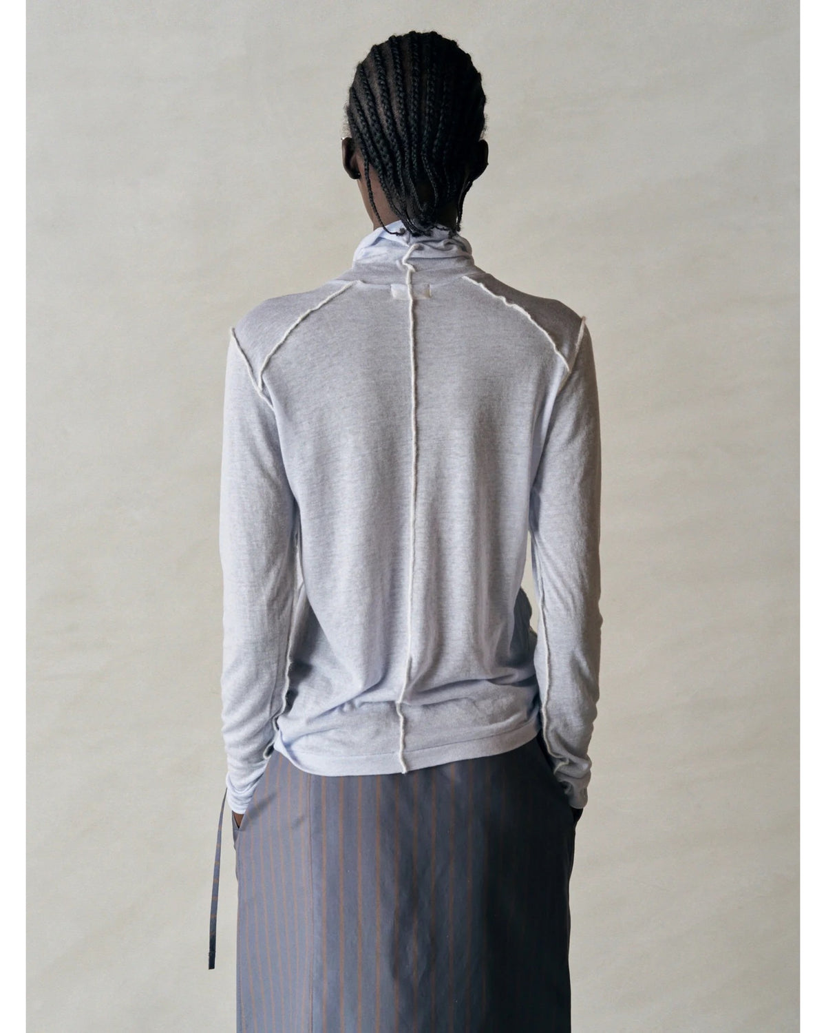 cashmere&supima cotton gauze jersey turtle-neck Tee