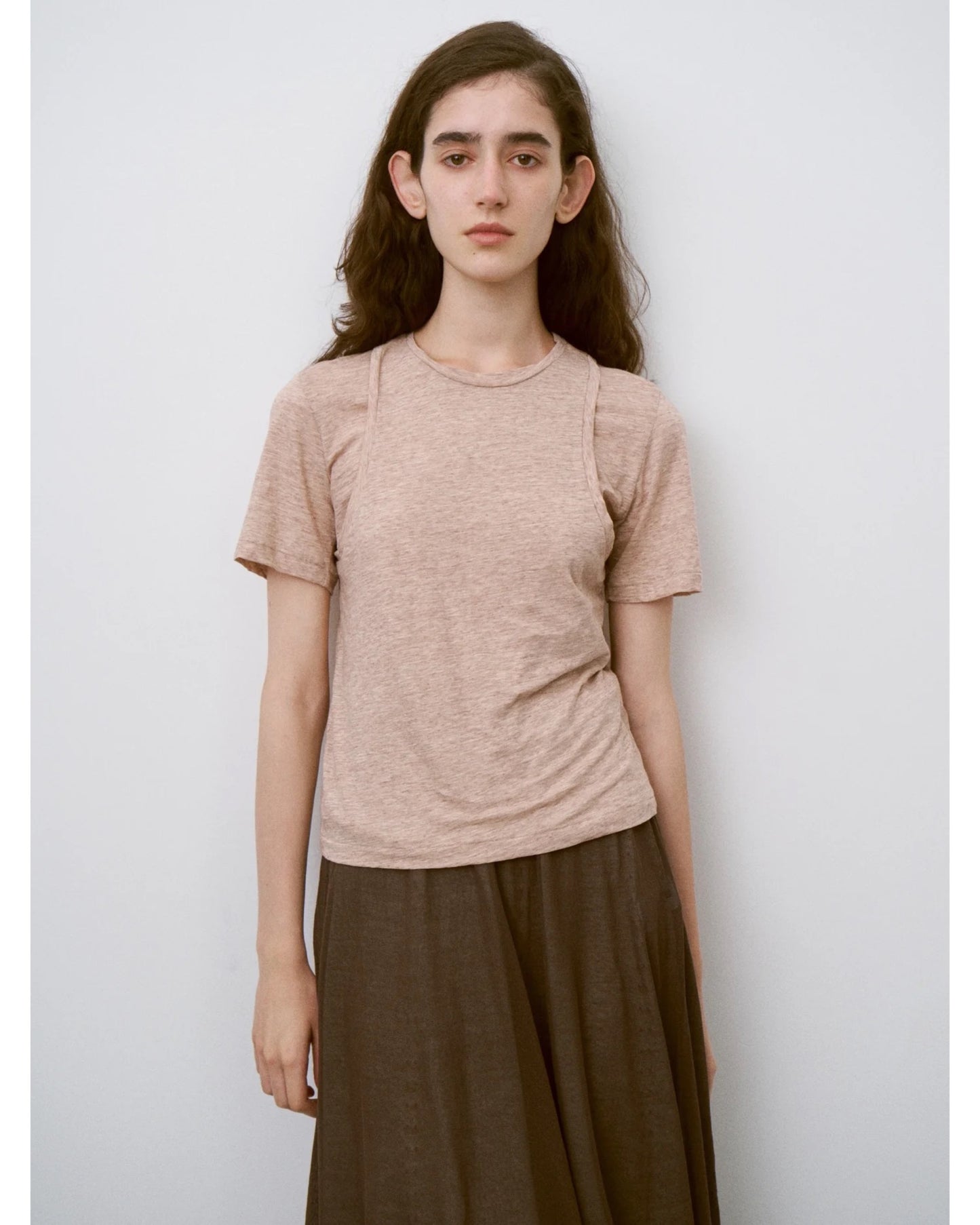 fine slub yarn layered top