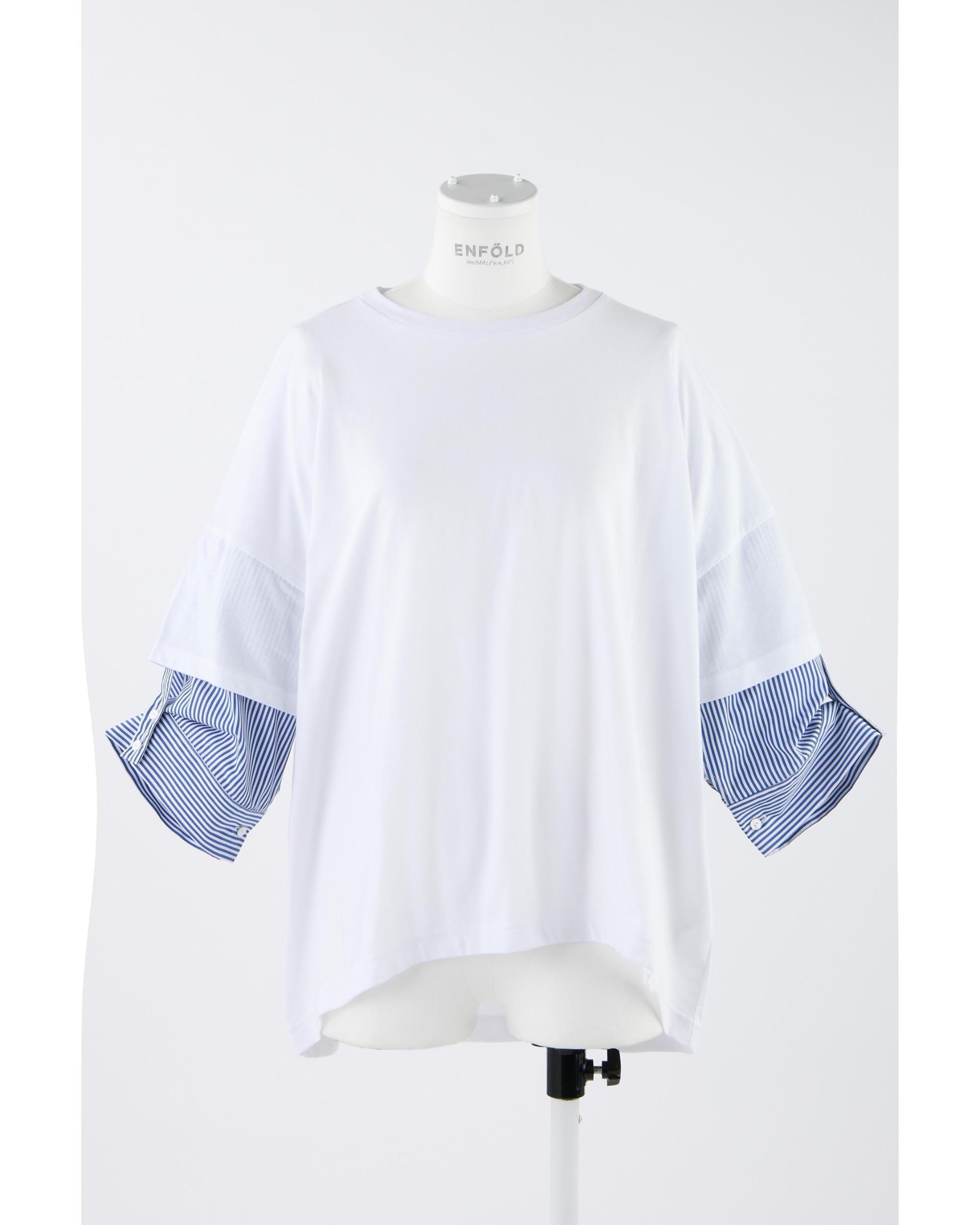 得価人気新品未使用タグ付き‼️ ENFOLDサマーコットン2ワイドTシャツ ネイビー38 Tシャツ(半袖/袖なし)
