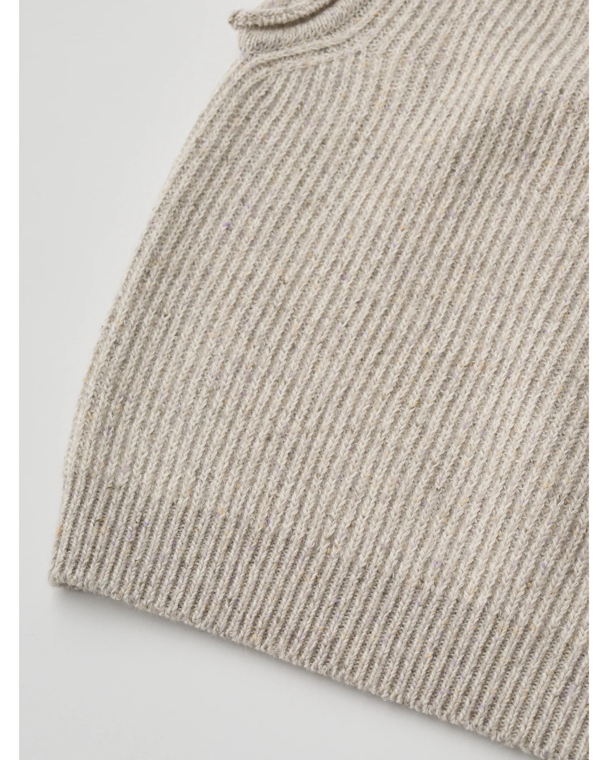 woolen cotton & silk nep wool tweed-knit vest