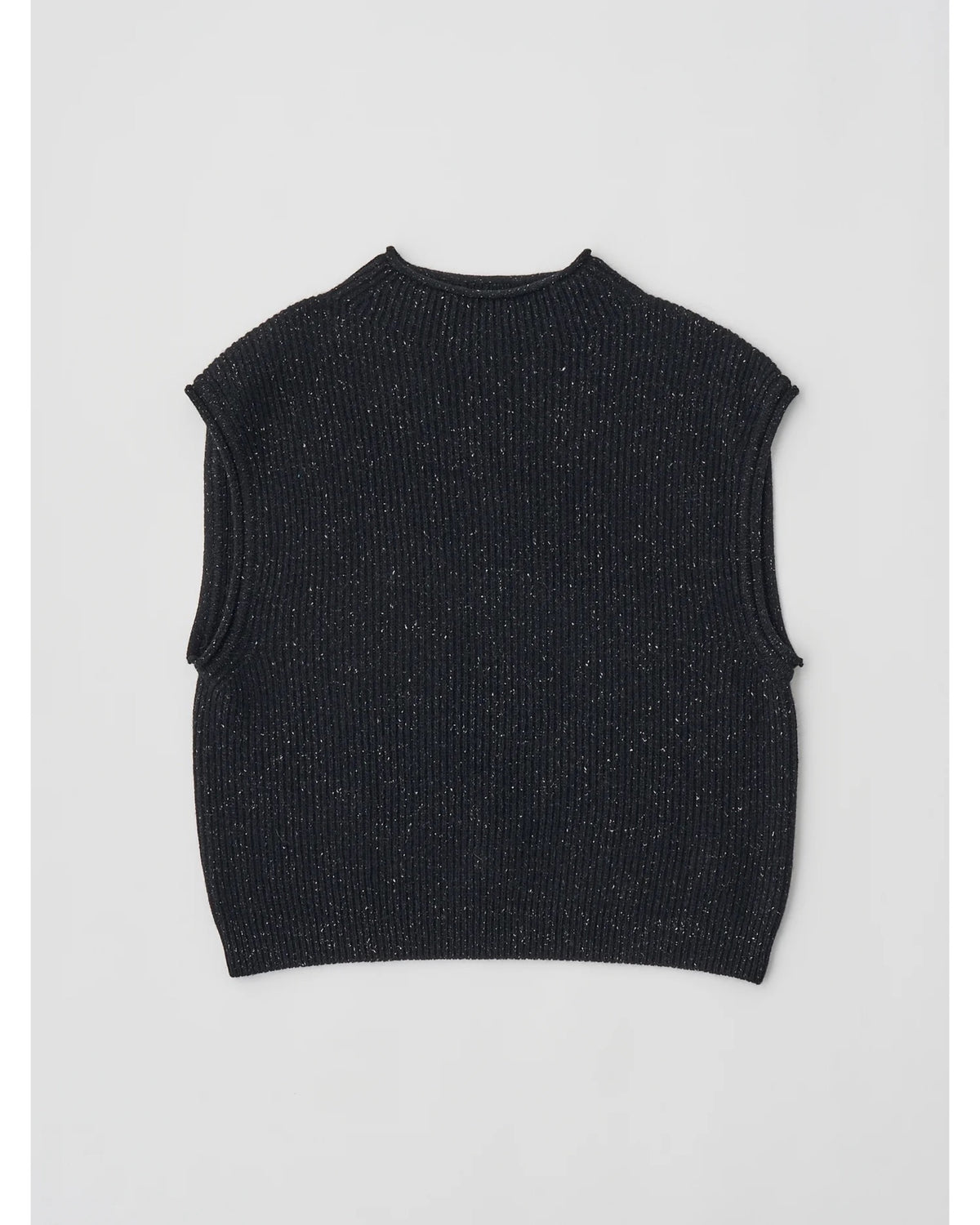 woolen cotton & silk nep wool tweed-knit vest