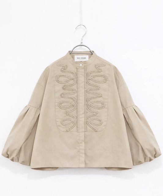 diamond tuck embroidery blouse